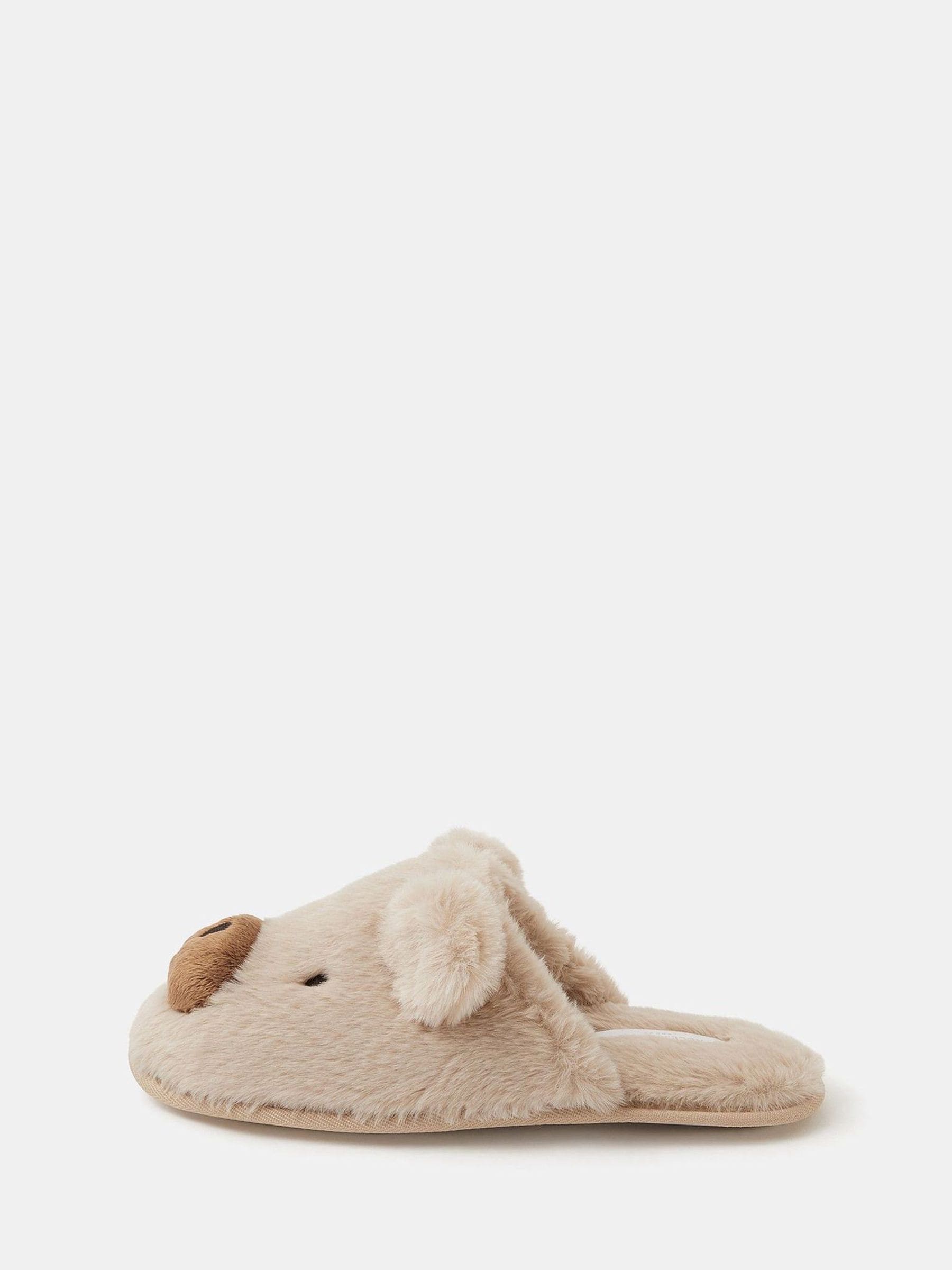 Accessorize Natural Teddy Mule Slippers