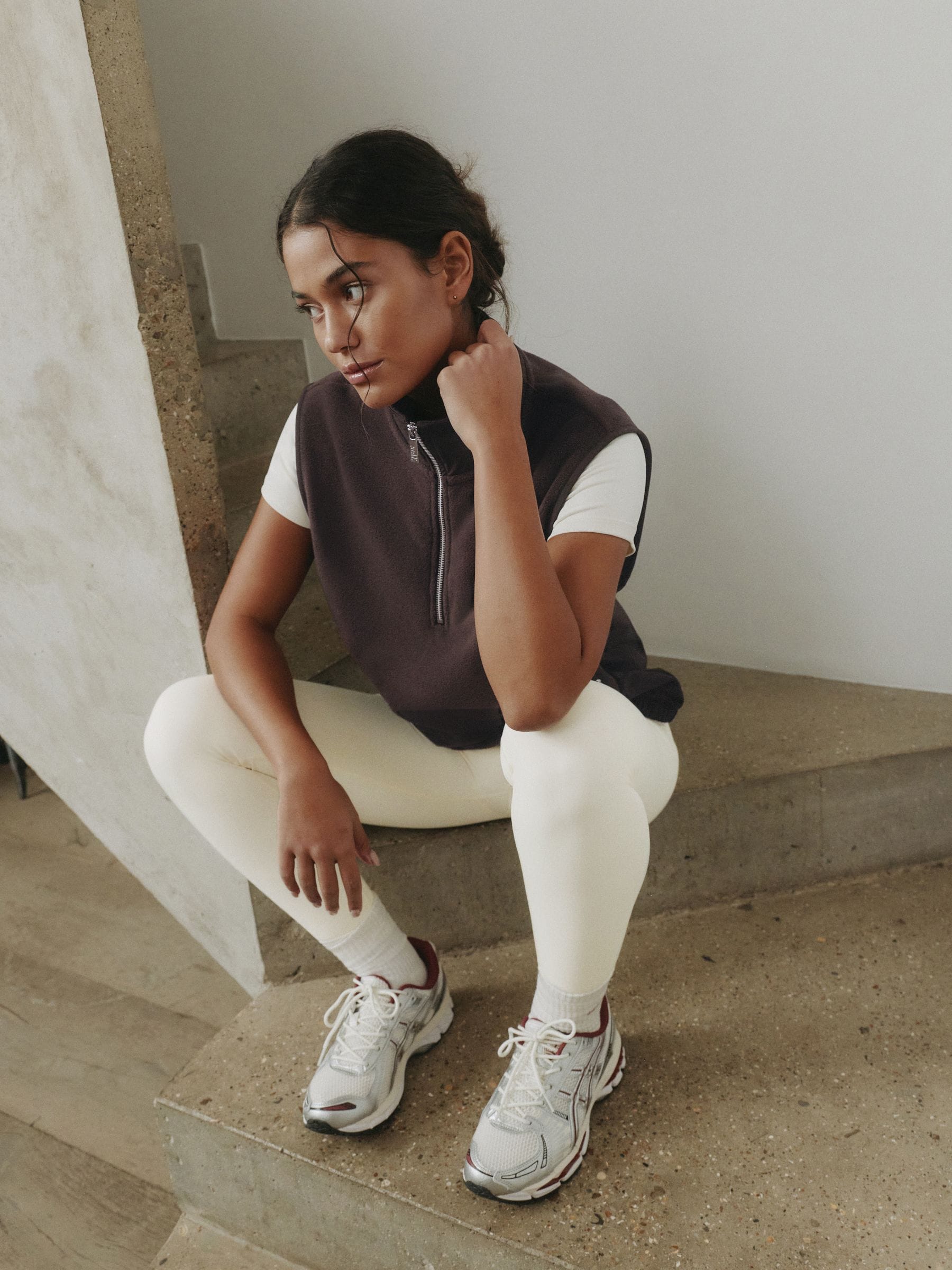 self. Chocolate Brown Microfleece Gillet