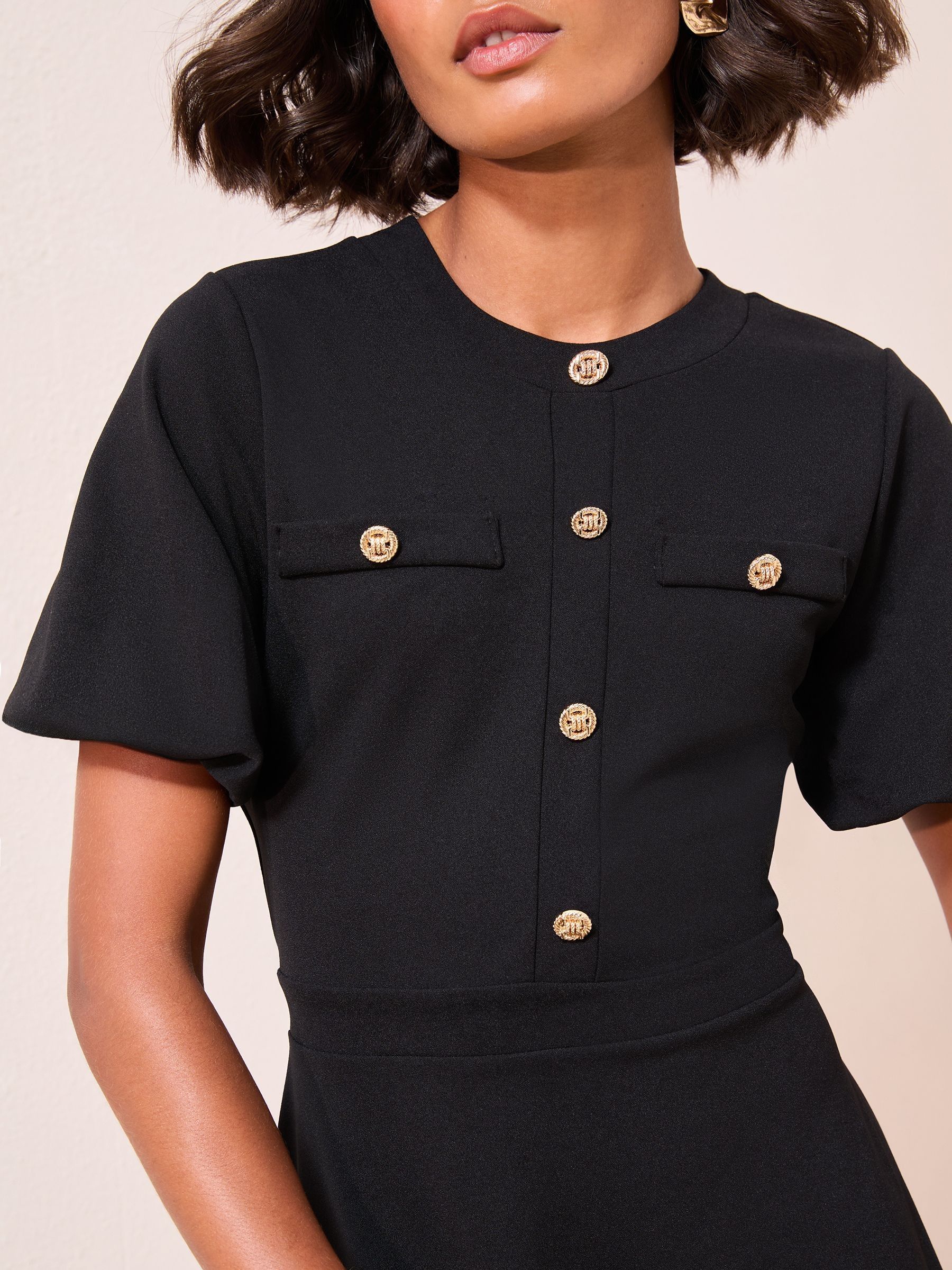 Friends Like These Black Military Midi Dress