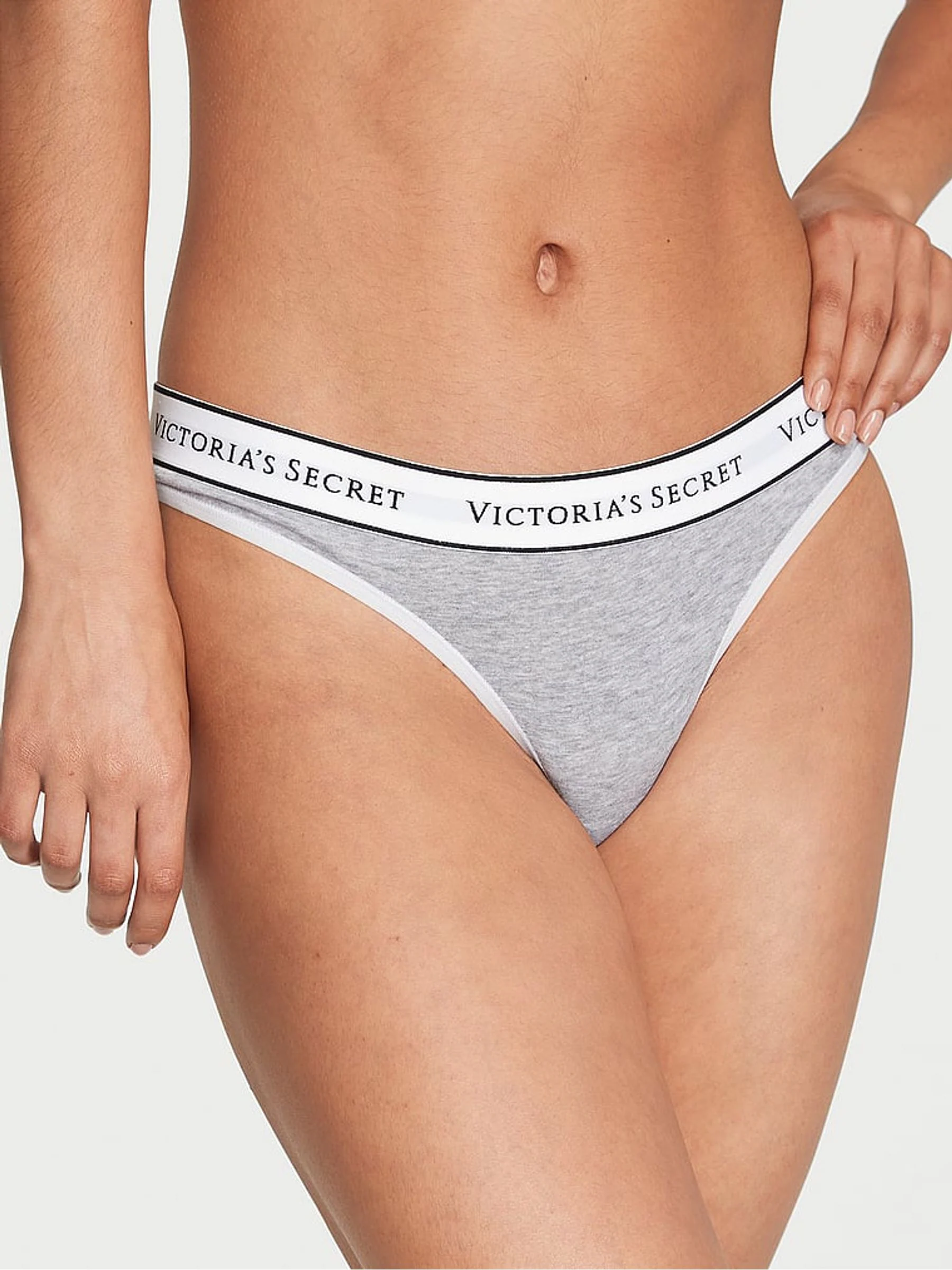 Victoria's Secret Black/Grey/Pink Thong Logo 4 Pack Knickers