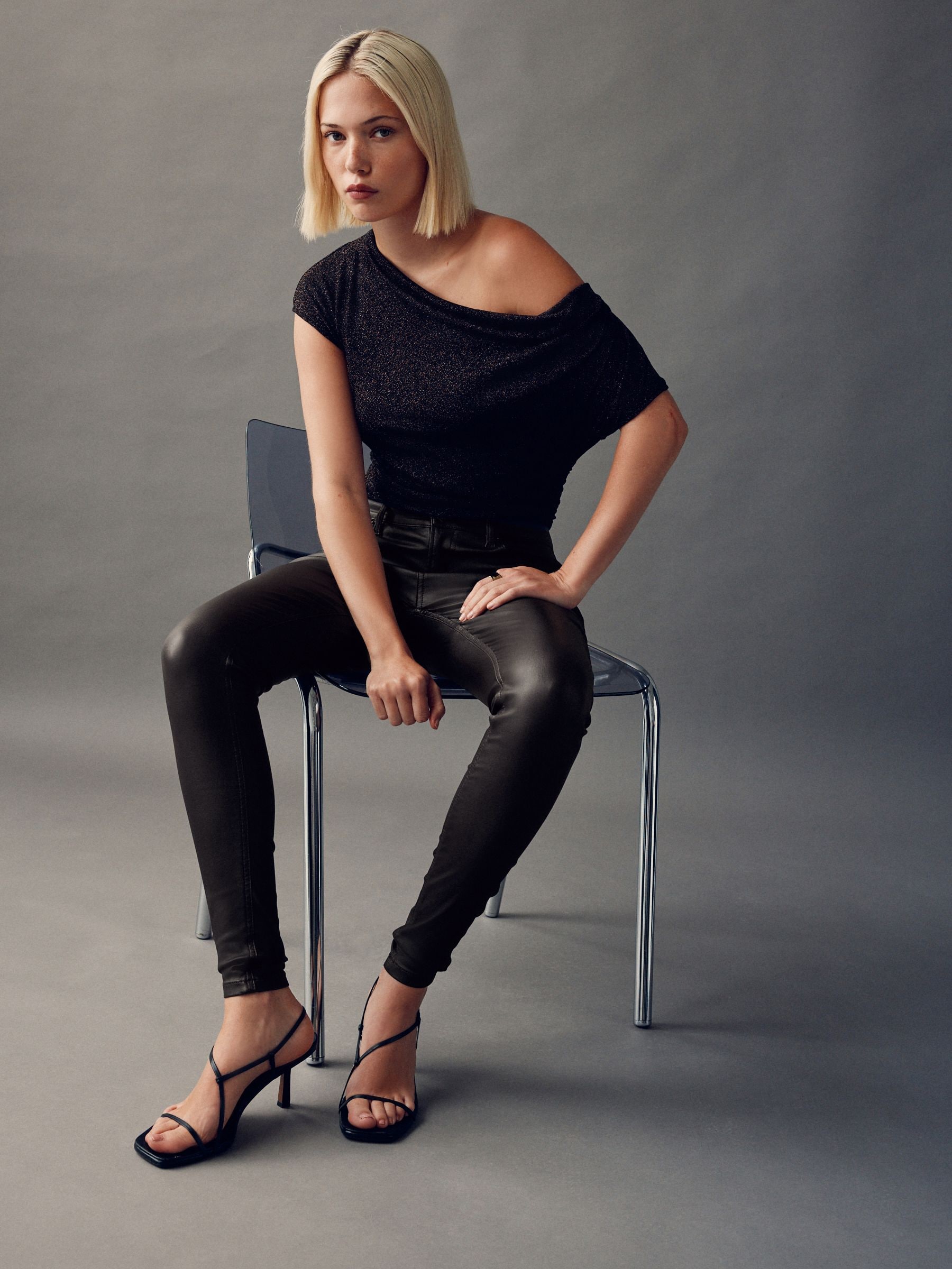 Chocolate Brown Coated Denim Skinny Jeans