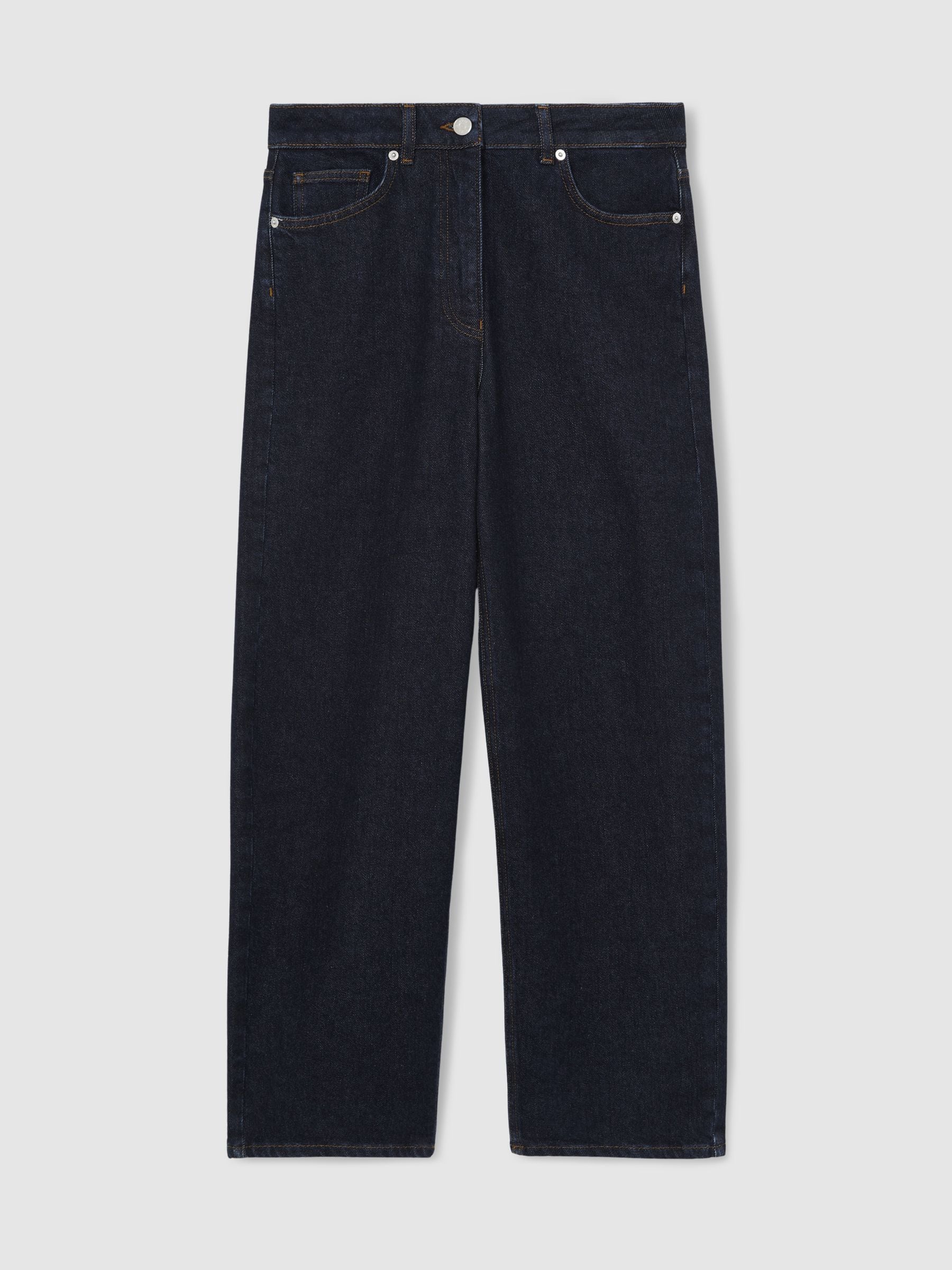 Reiss Dark Blue Selin Mid-Rise Straight-Leg Jeans