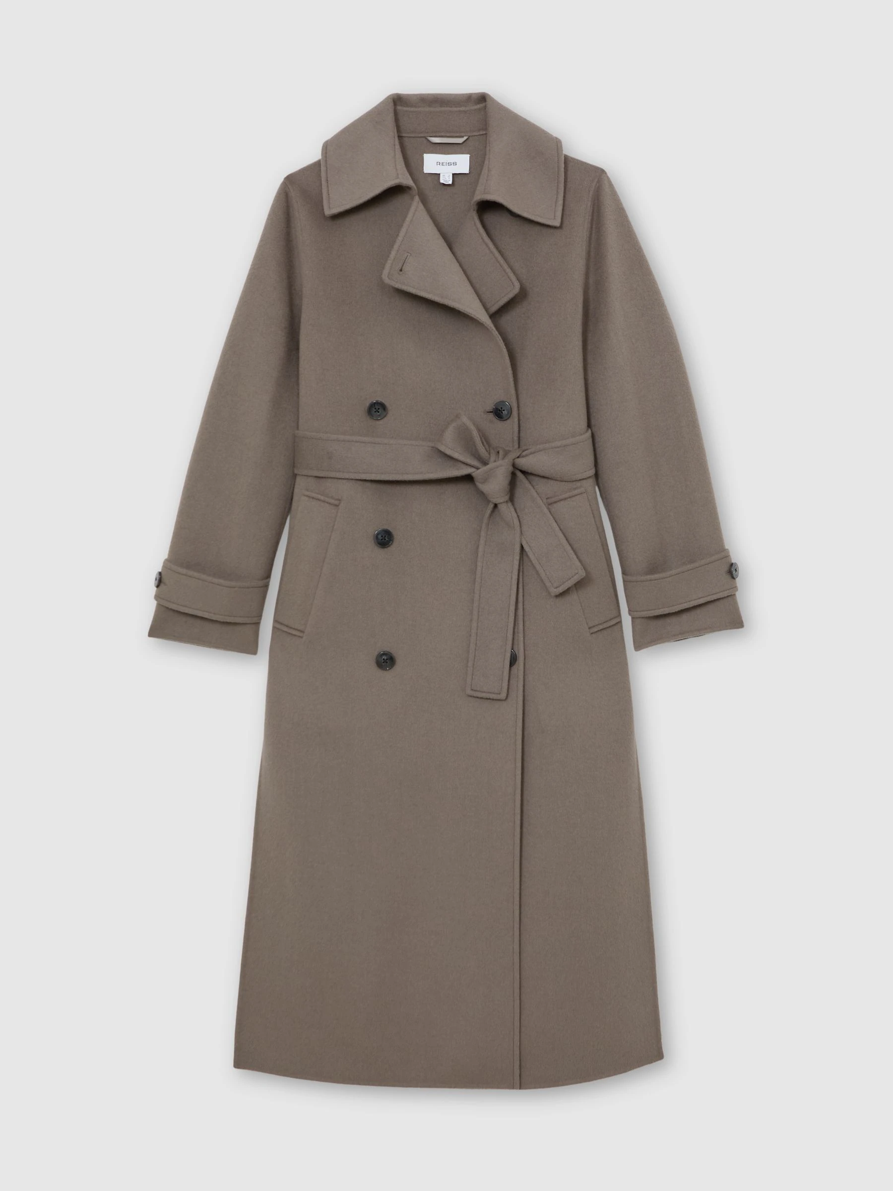 Reiss Mink Luna Wool-Blend Belted Blindseam Coat