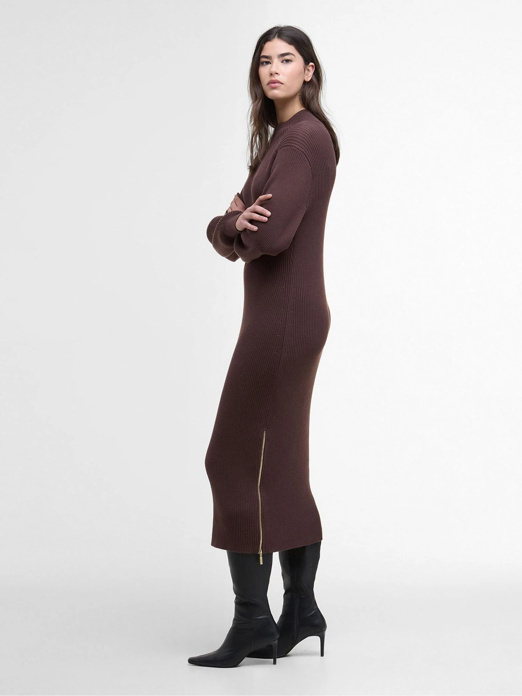 Barbour® International Brown Kaia Knitted Midi Dress