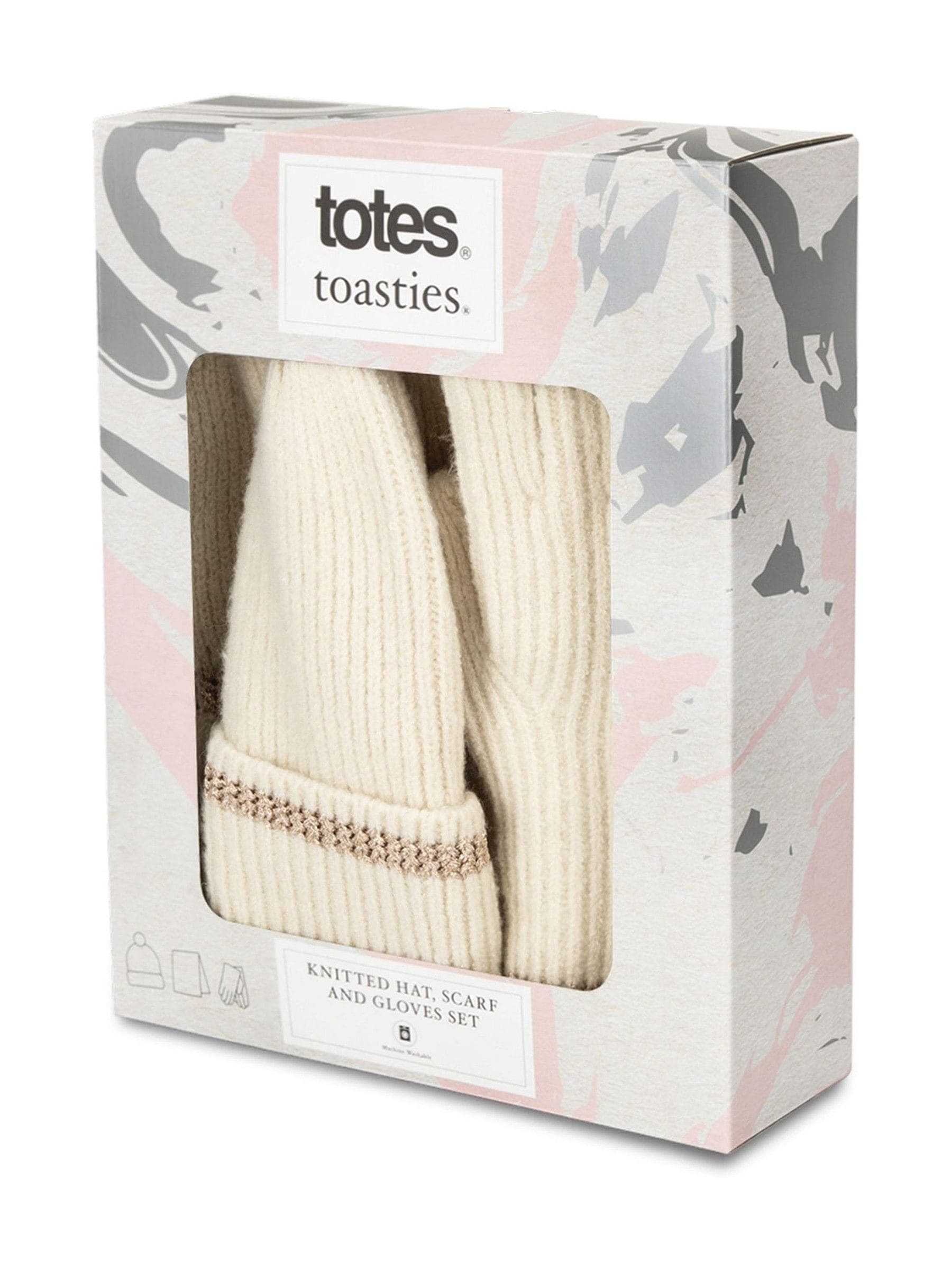 Totes Cream Toasties Ladies Knitted Hat Scarf and Gloves Gift Set