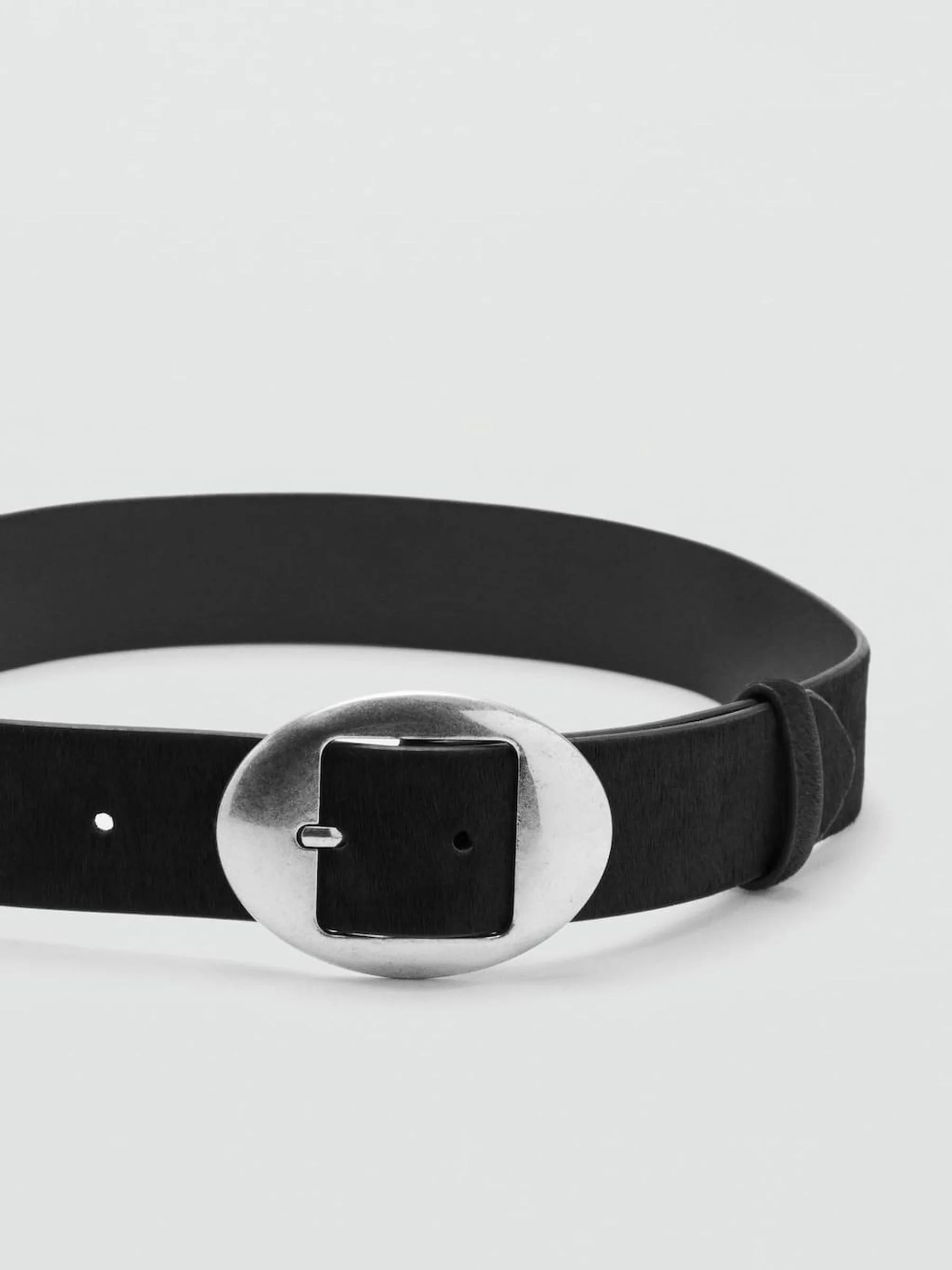 Mango Black Pony Hair Leather Belt