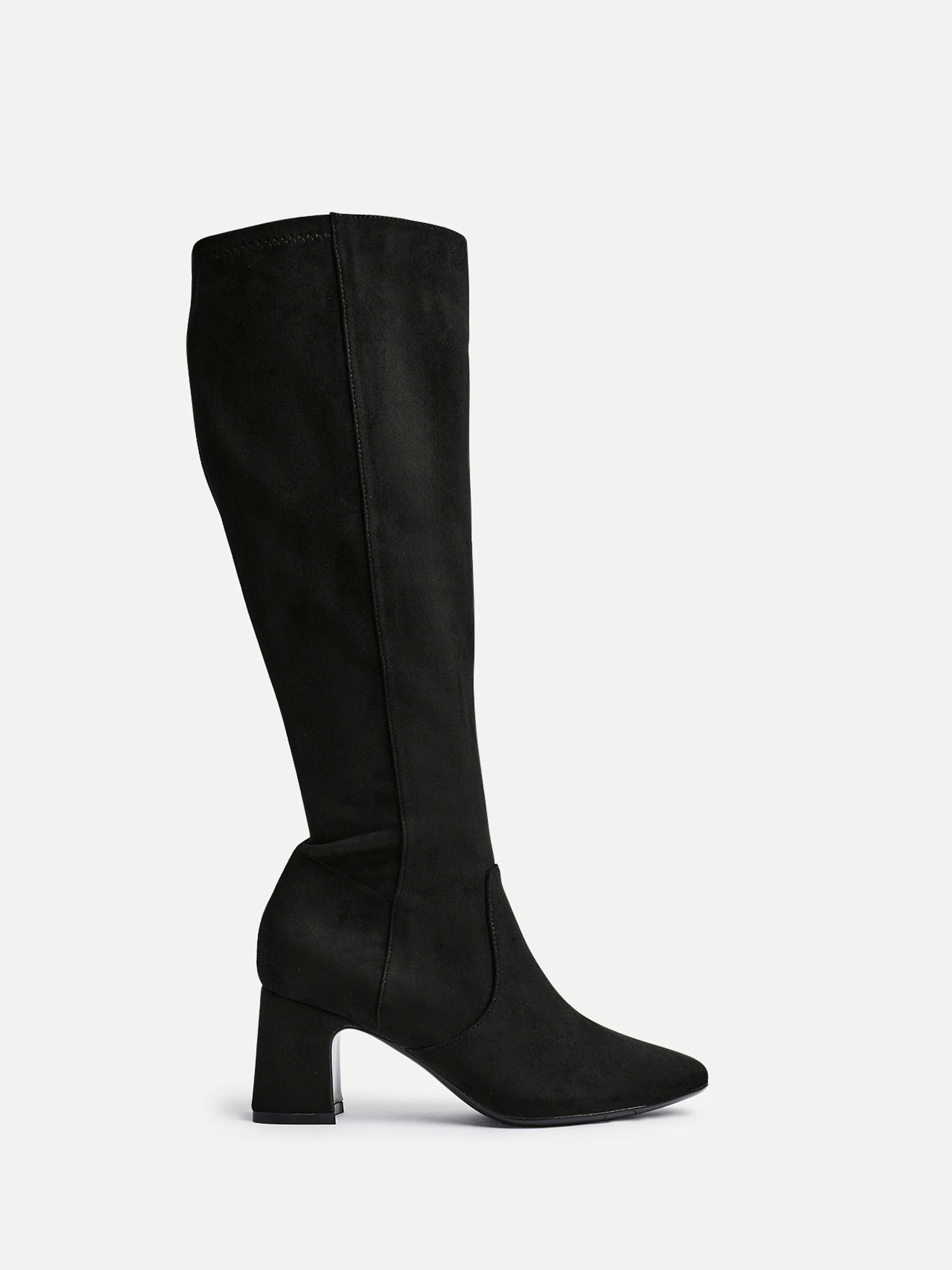 Linzi Black Slate Stretch Knee High Block Heel Boots