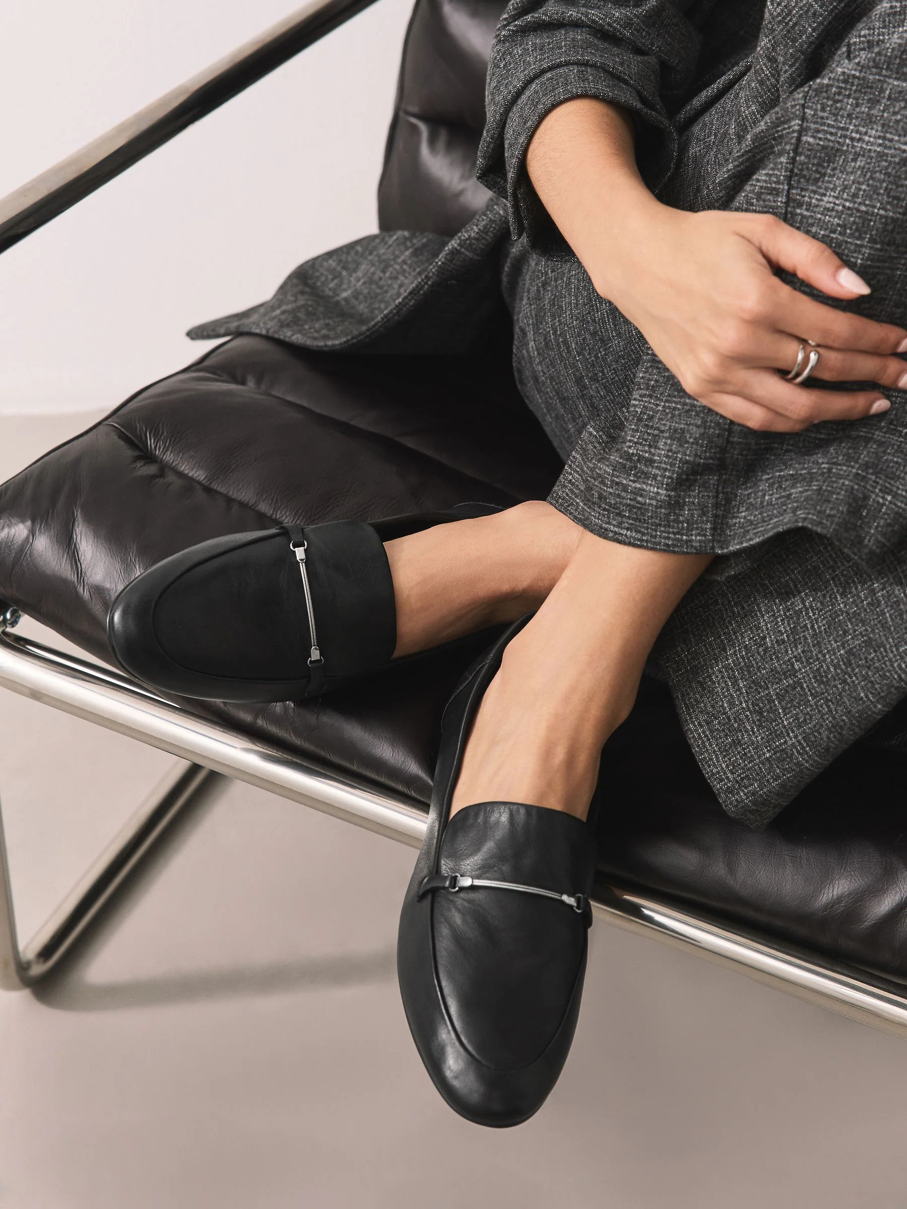 Black Forever Comfort® Leather Round Toe Loafers