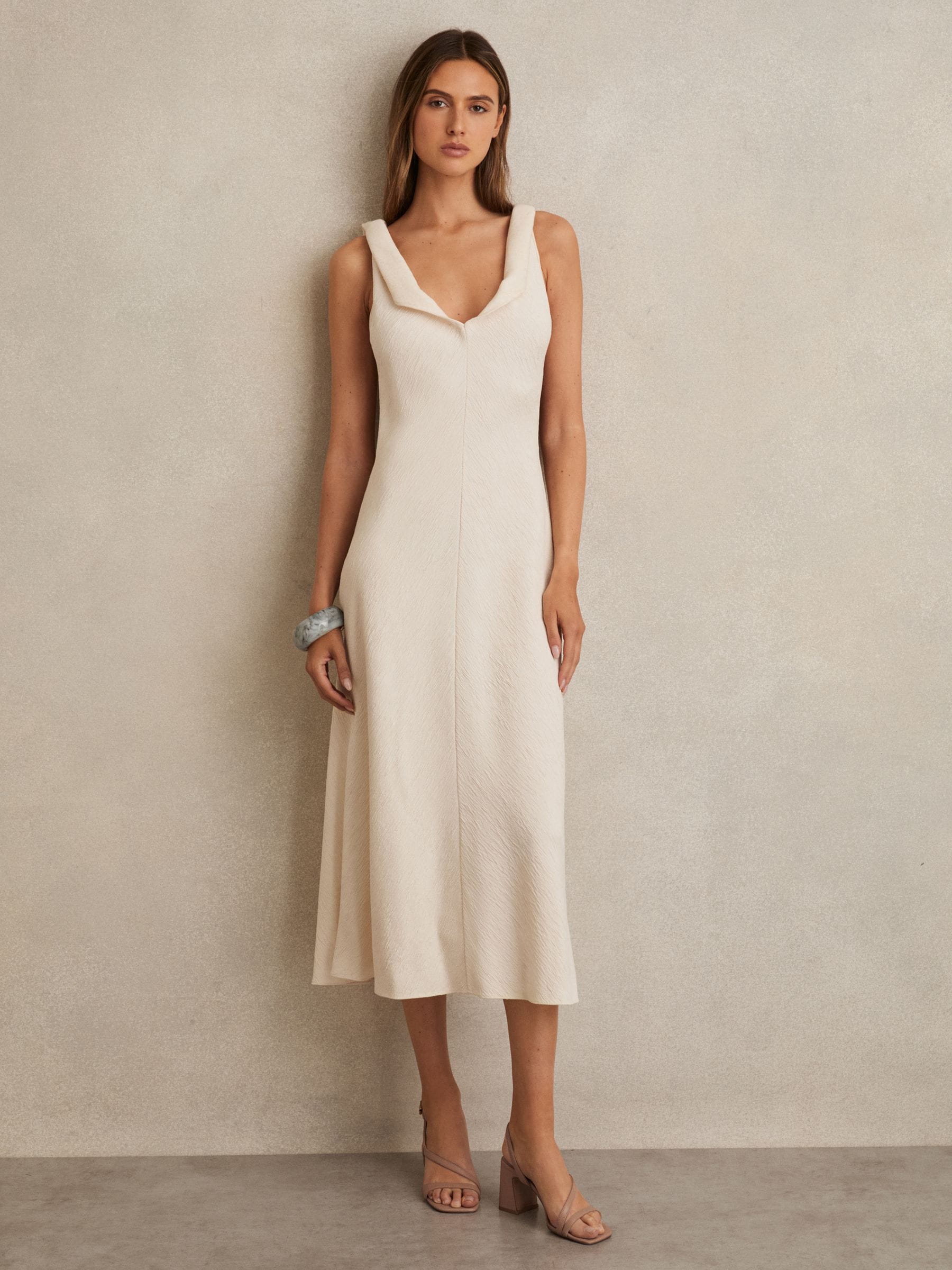 Reiss Nude Alice Strappy Leather Heeled Sandals