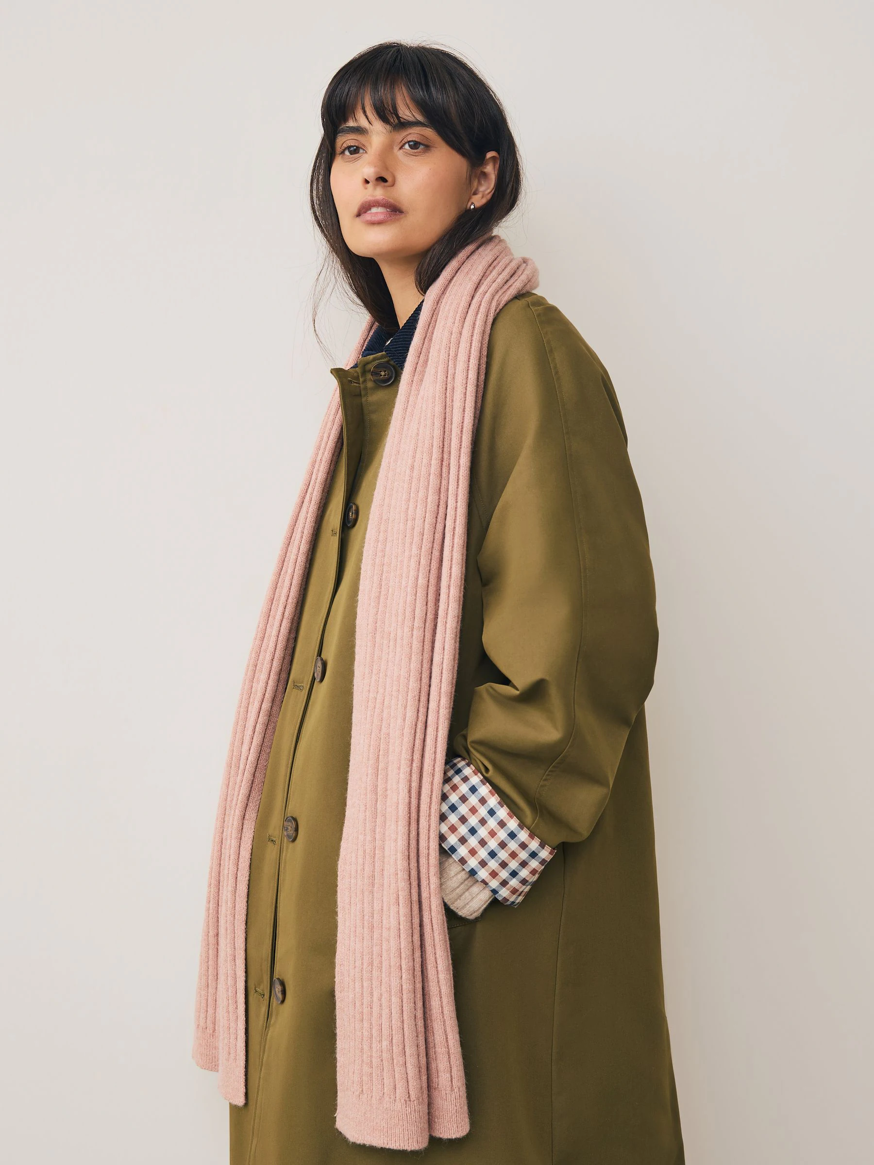 Pink Ribbed Knit Scarf