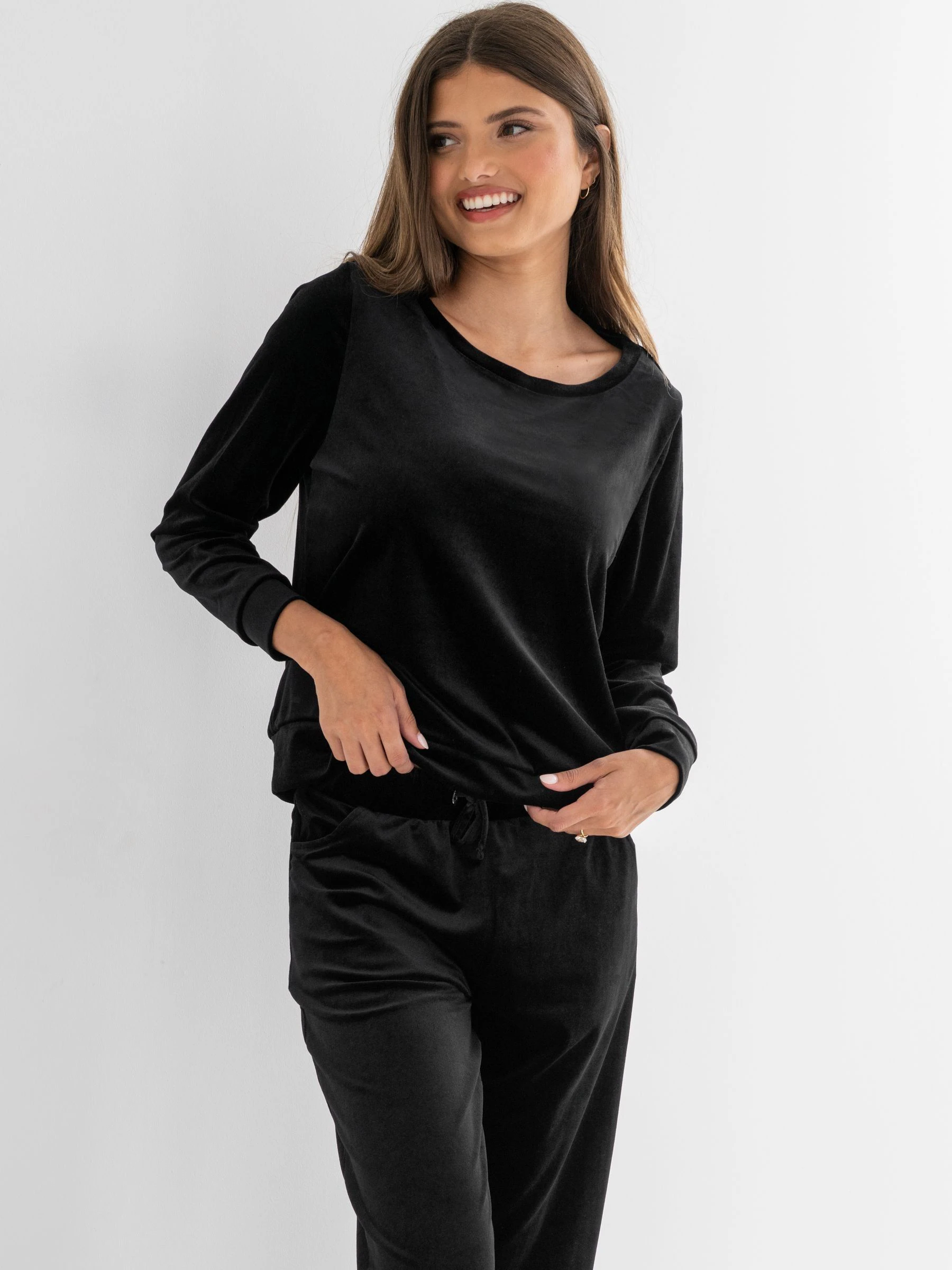 Pour Moi Black Velour Lounge Pyjamas Set