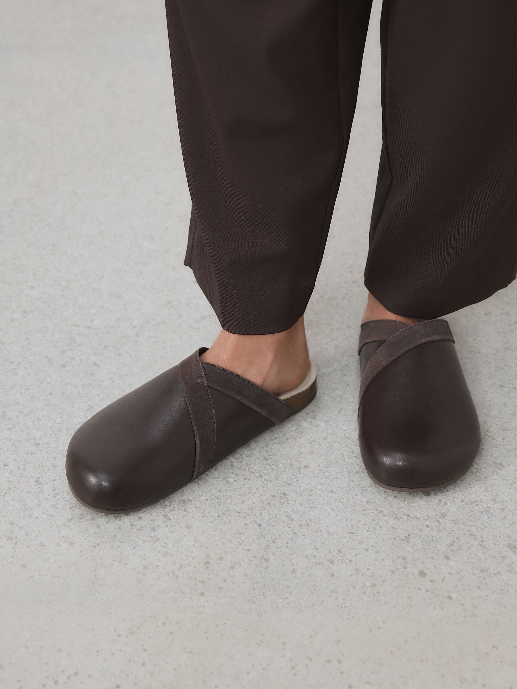 Chocolate Brown Forever Comfort Leather Clean Footbed Clogs
