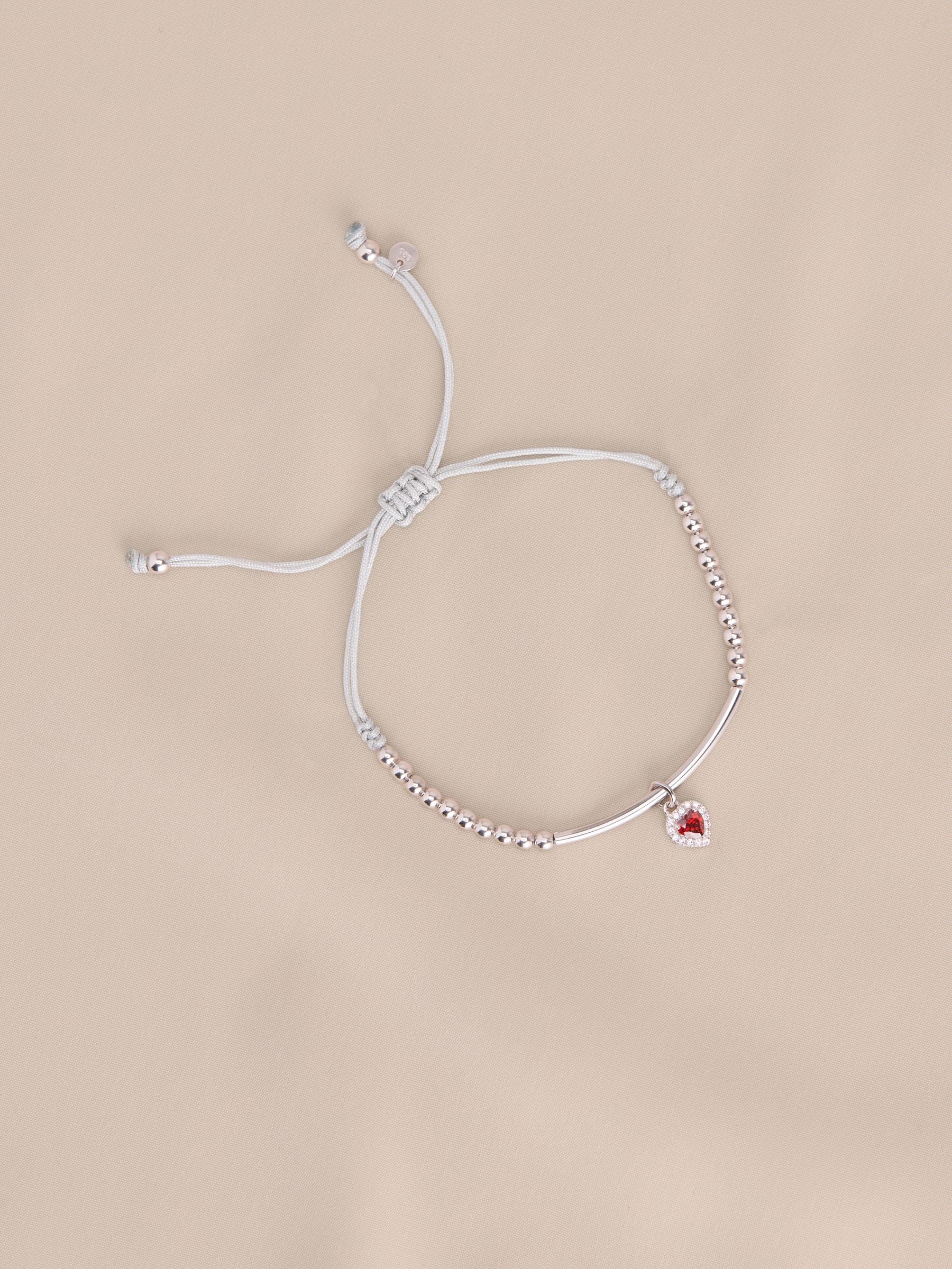 Sterling Silver Birthstone Heart Pully Bracelet