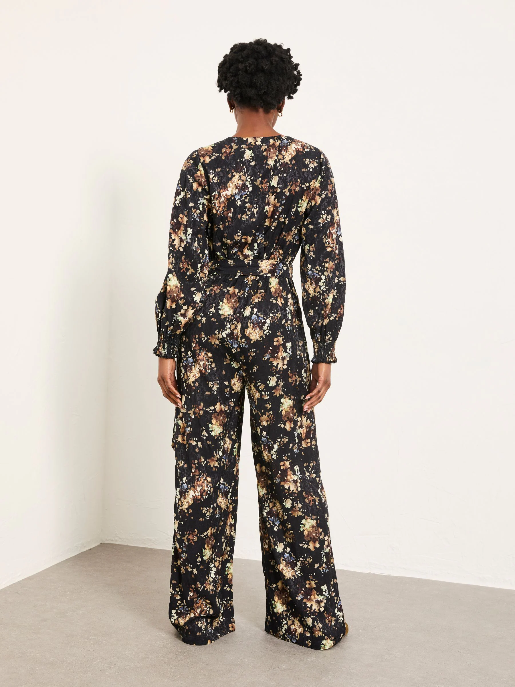 FatFace Fionn Black Floral Petite Jumpsuit