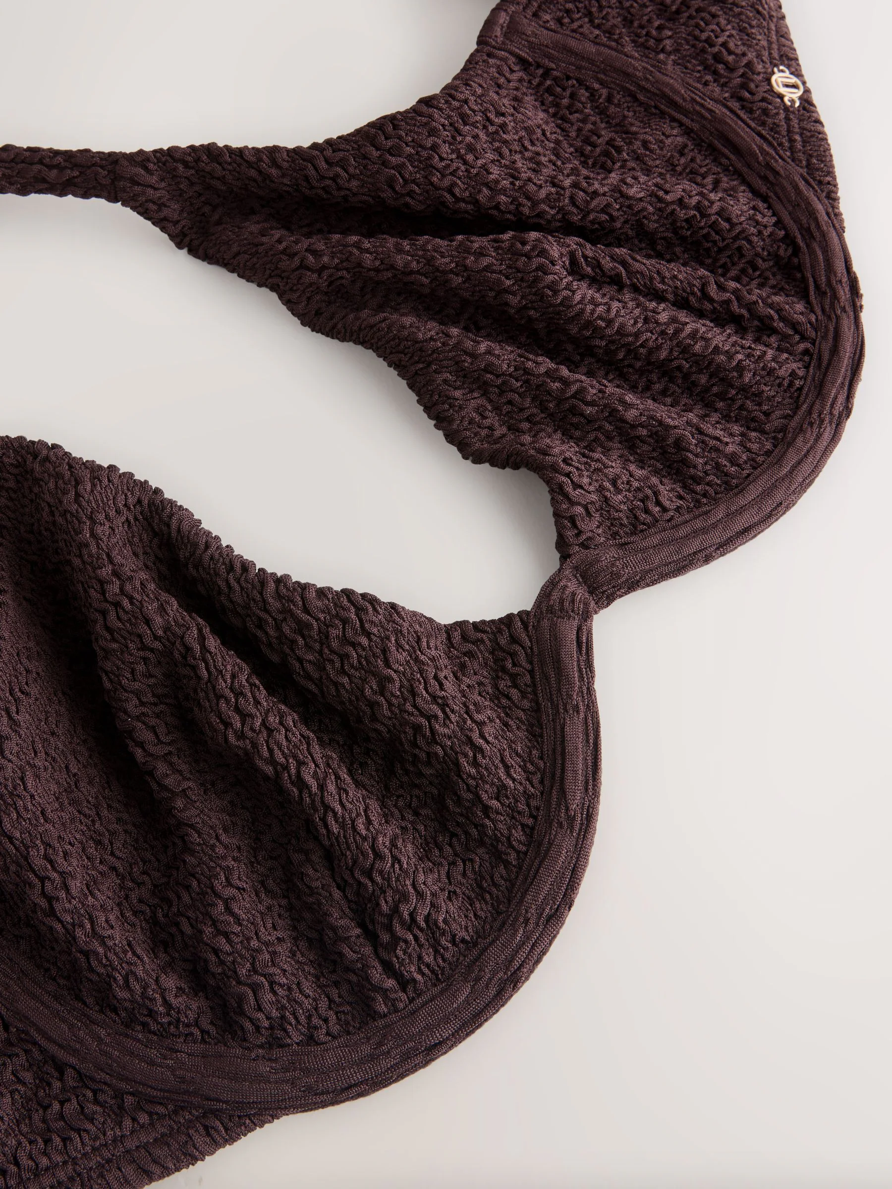 Chocolate Brown Crinkle Non Padded Underwired Bikini Top