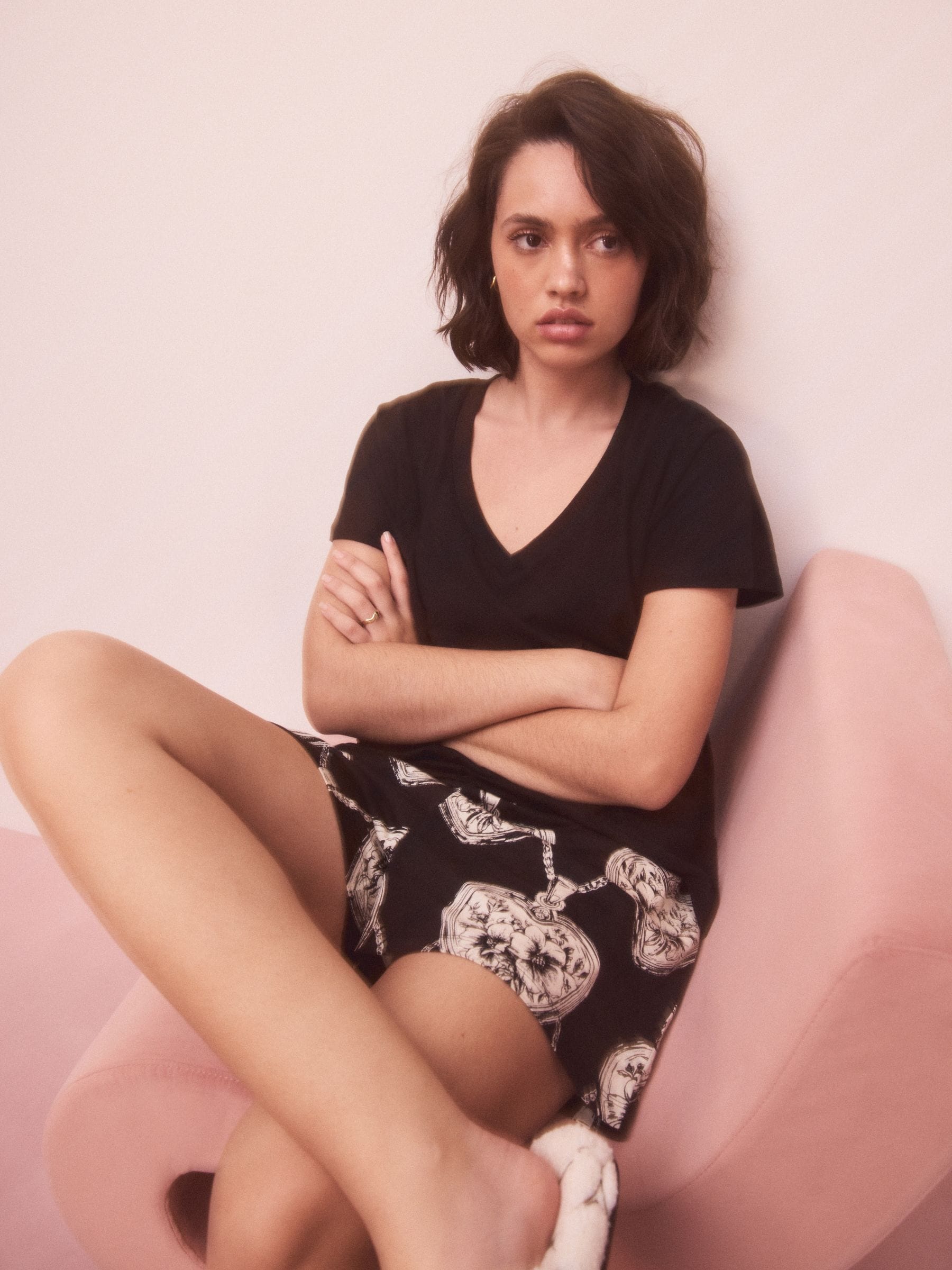 Black/White Heart Short Pyjamas Set