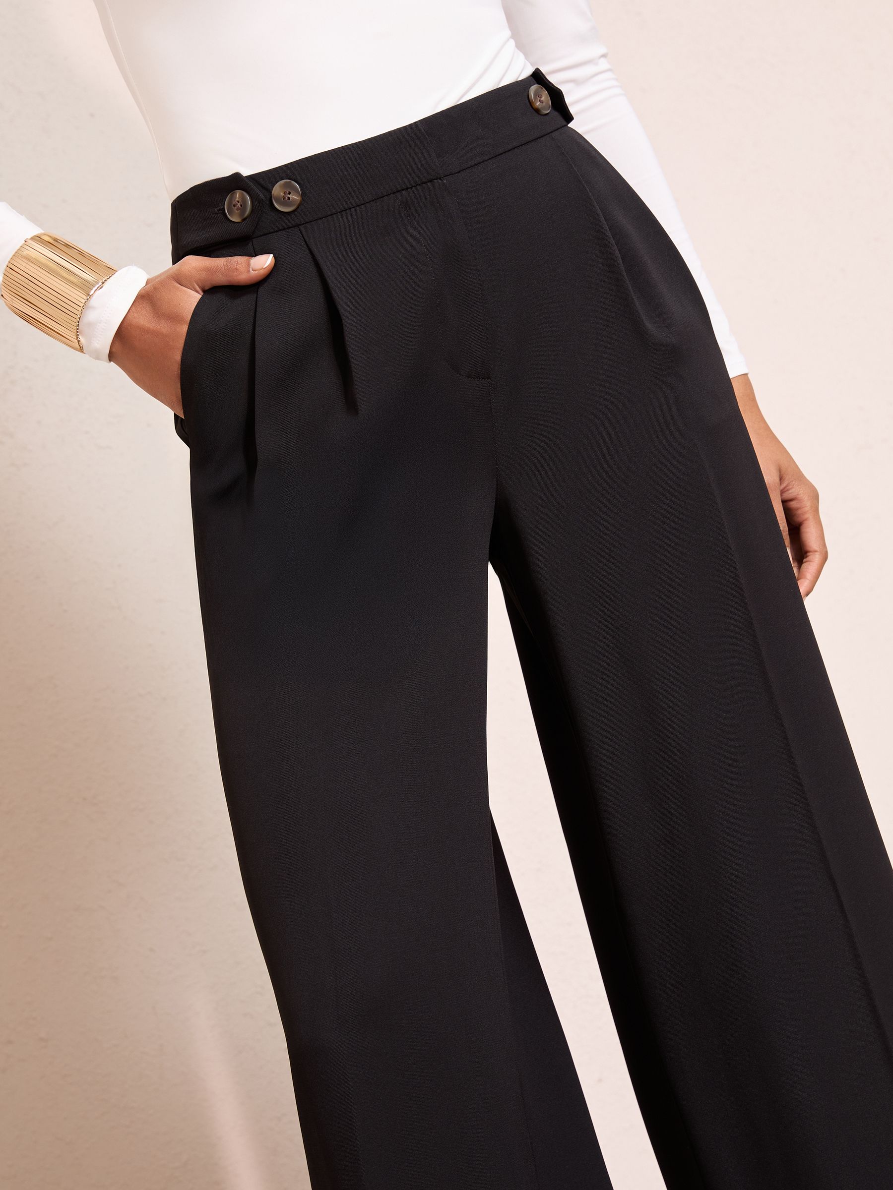 Friends Like These Black Adjustable Waist Premium Wide Leg Trousers