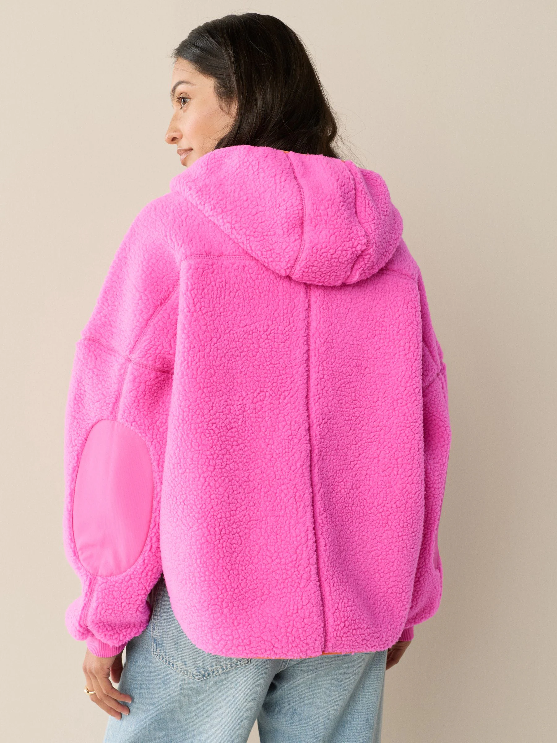 Pink Active Borg Hooded Jacket