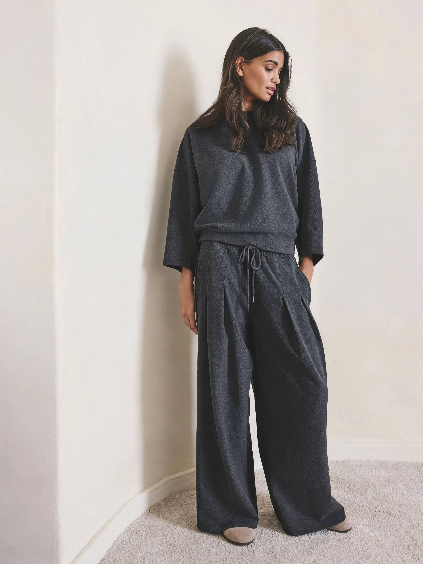 Grey N.Premium Wide Leg Joggers