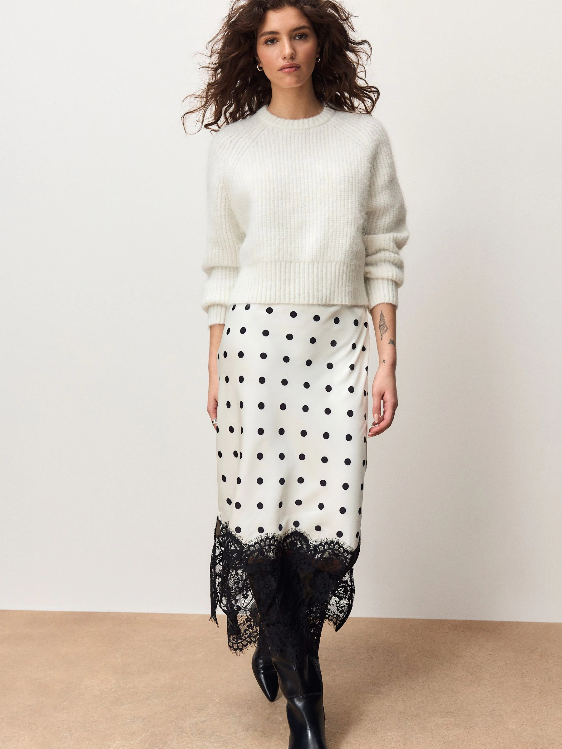 White/Black Polka Dot 2 in 1 Jumper Slip Dress