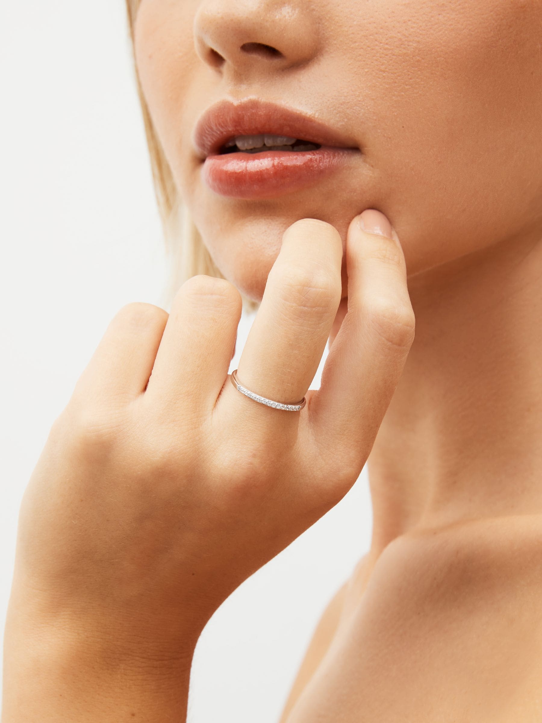 Sterling Silver Slim Sparkle Band Ring