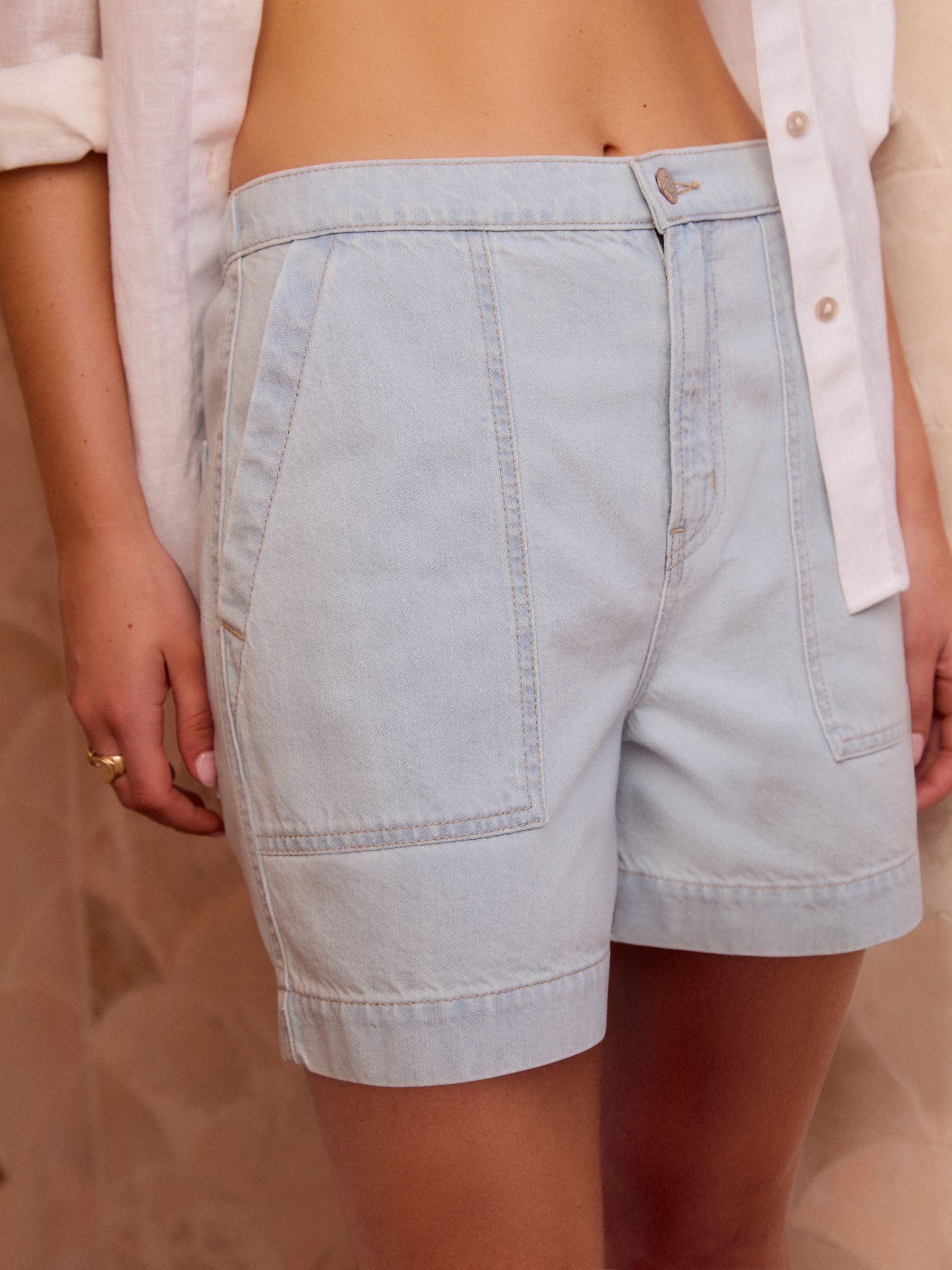 Bleach Utility Lightweight 100% Cotton Denim Shorts
