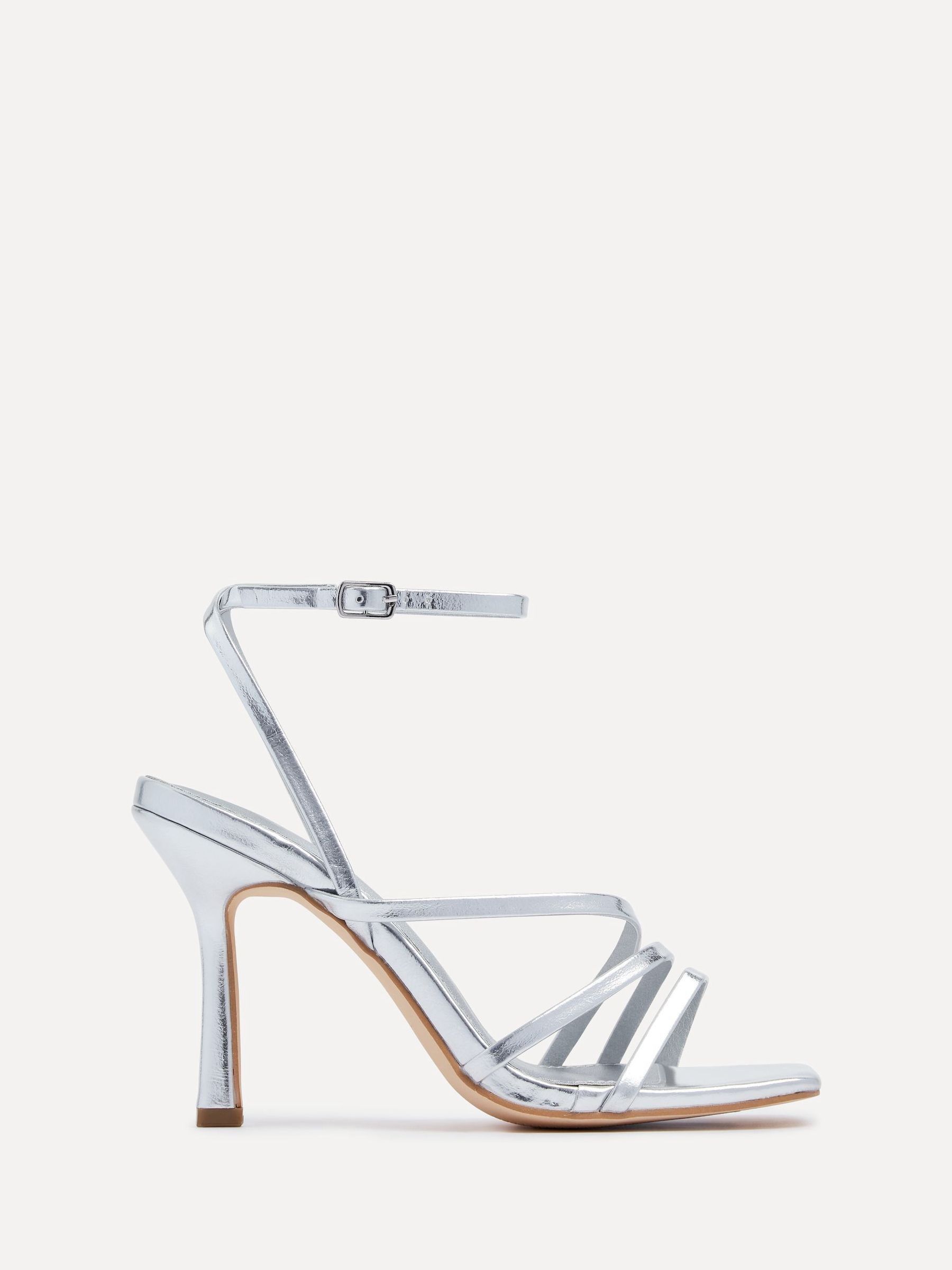 Linzi Silver Scarlett Strappy Heel Sandals With Ankle Strap