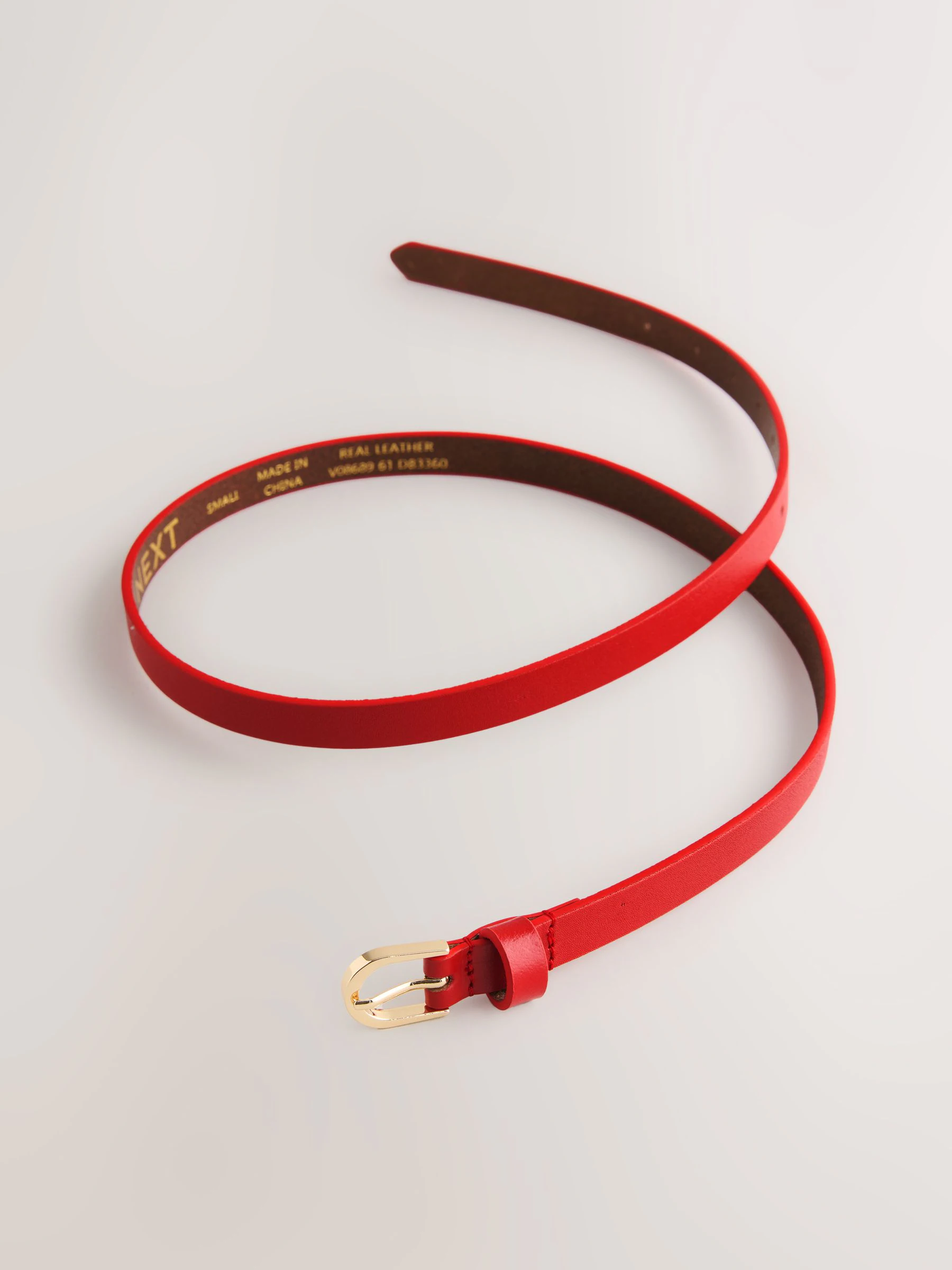 Red Skinny Leather Belt