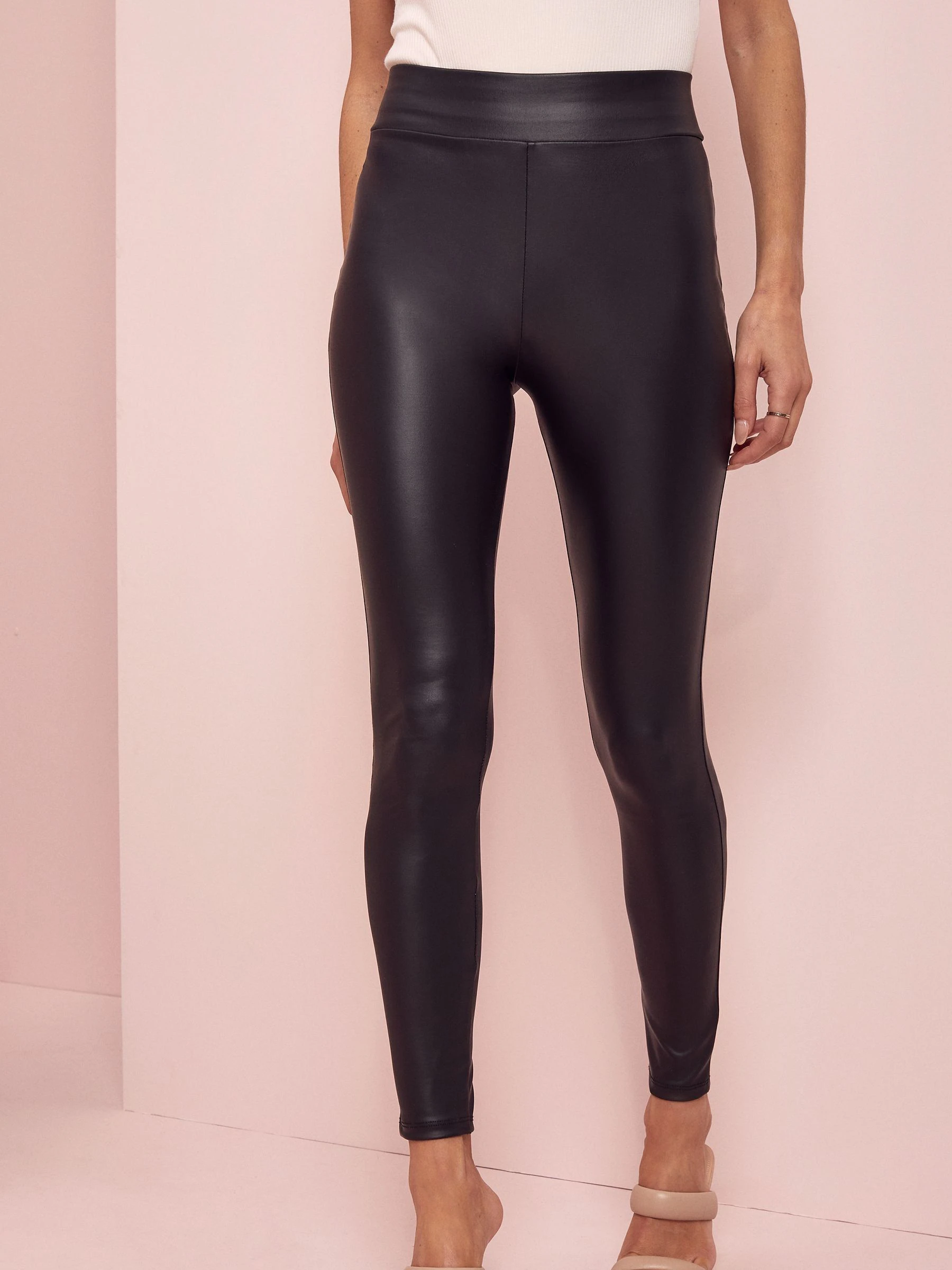 Lipsy Black High Waist Leather Look Leggings