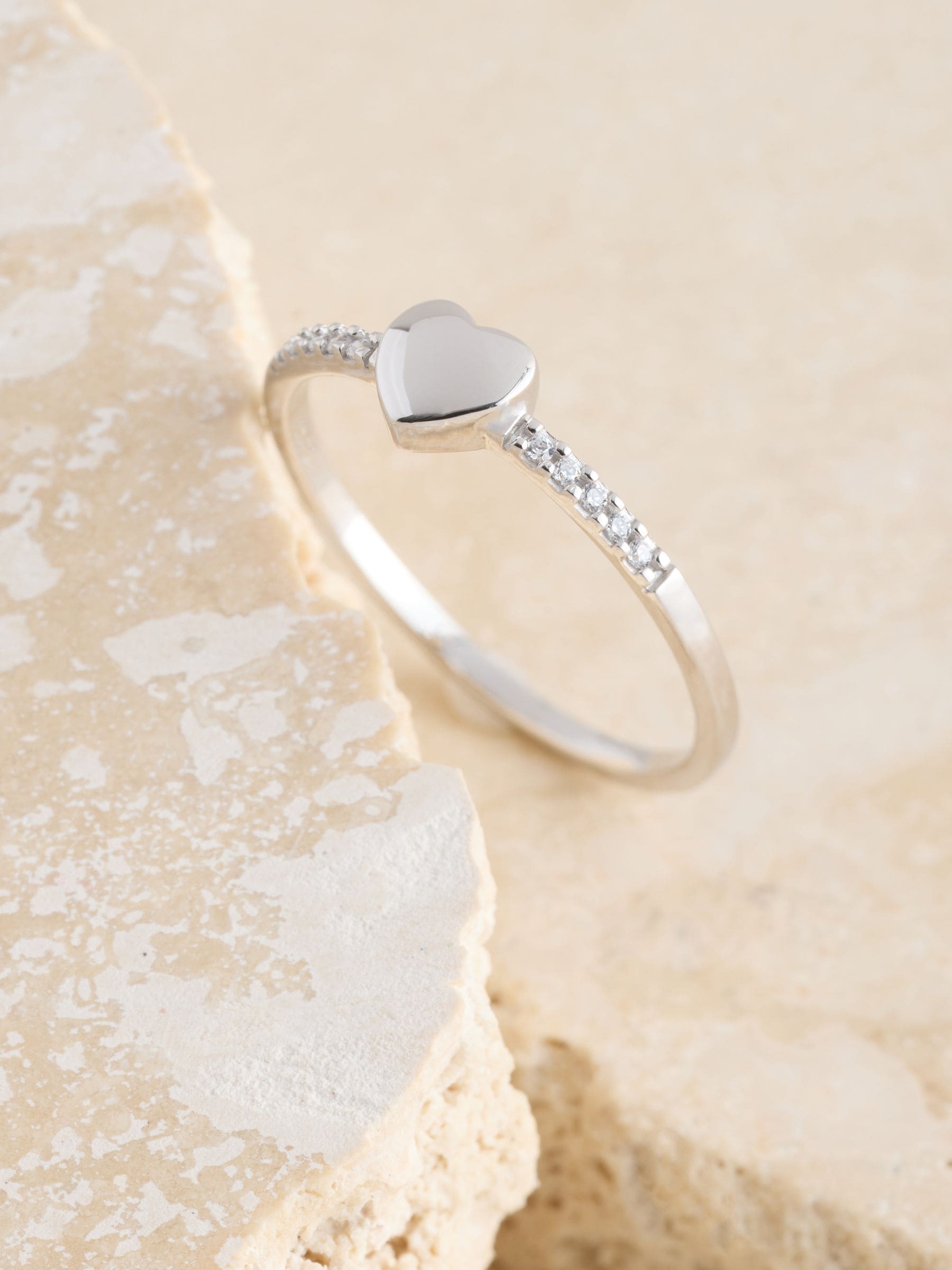 Sterling Silver Pave Heart Ring