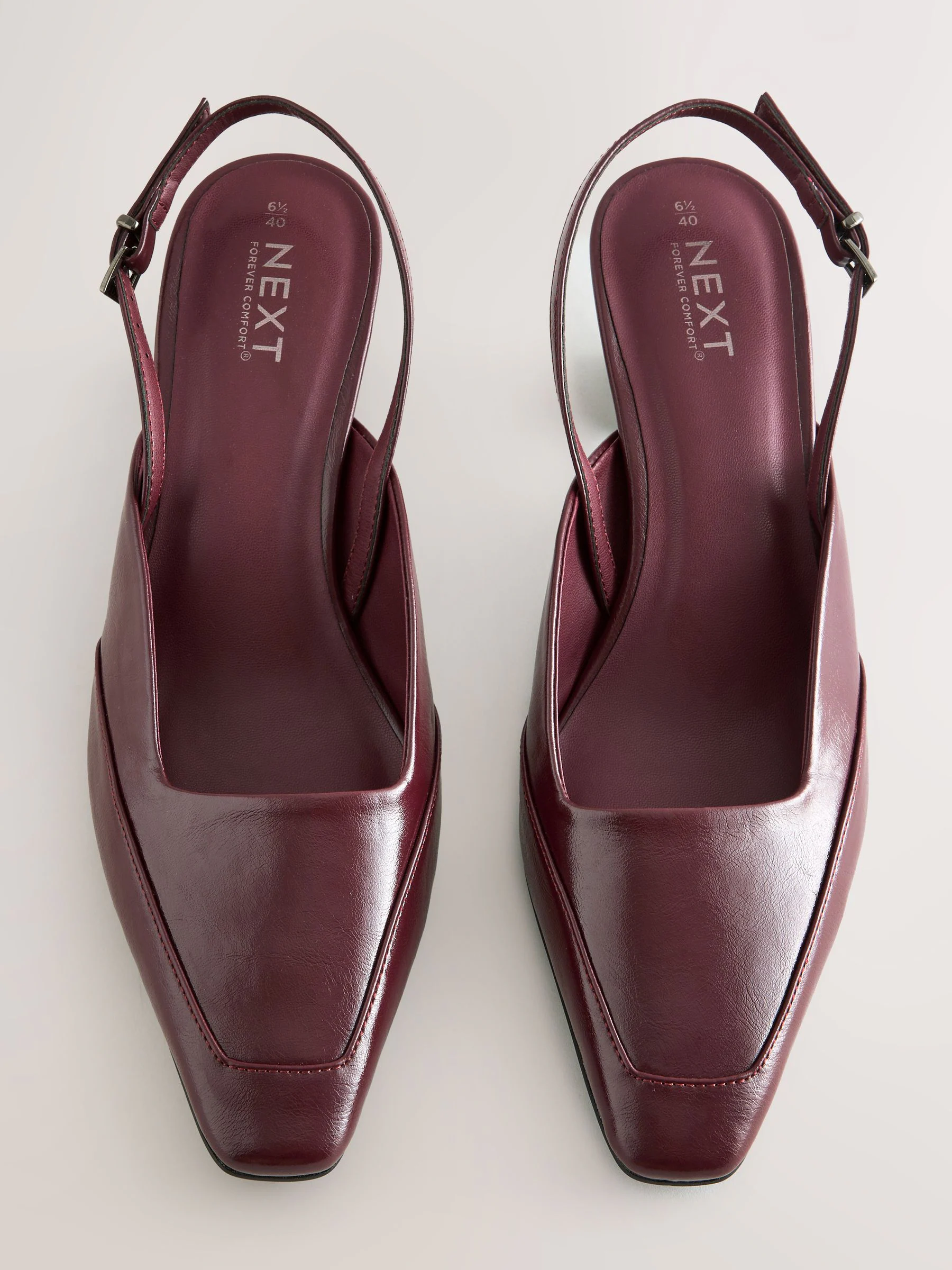 Burgundy Red Forever Comfort® Square Toe Slingback Heels