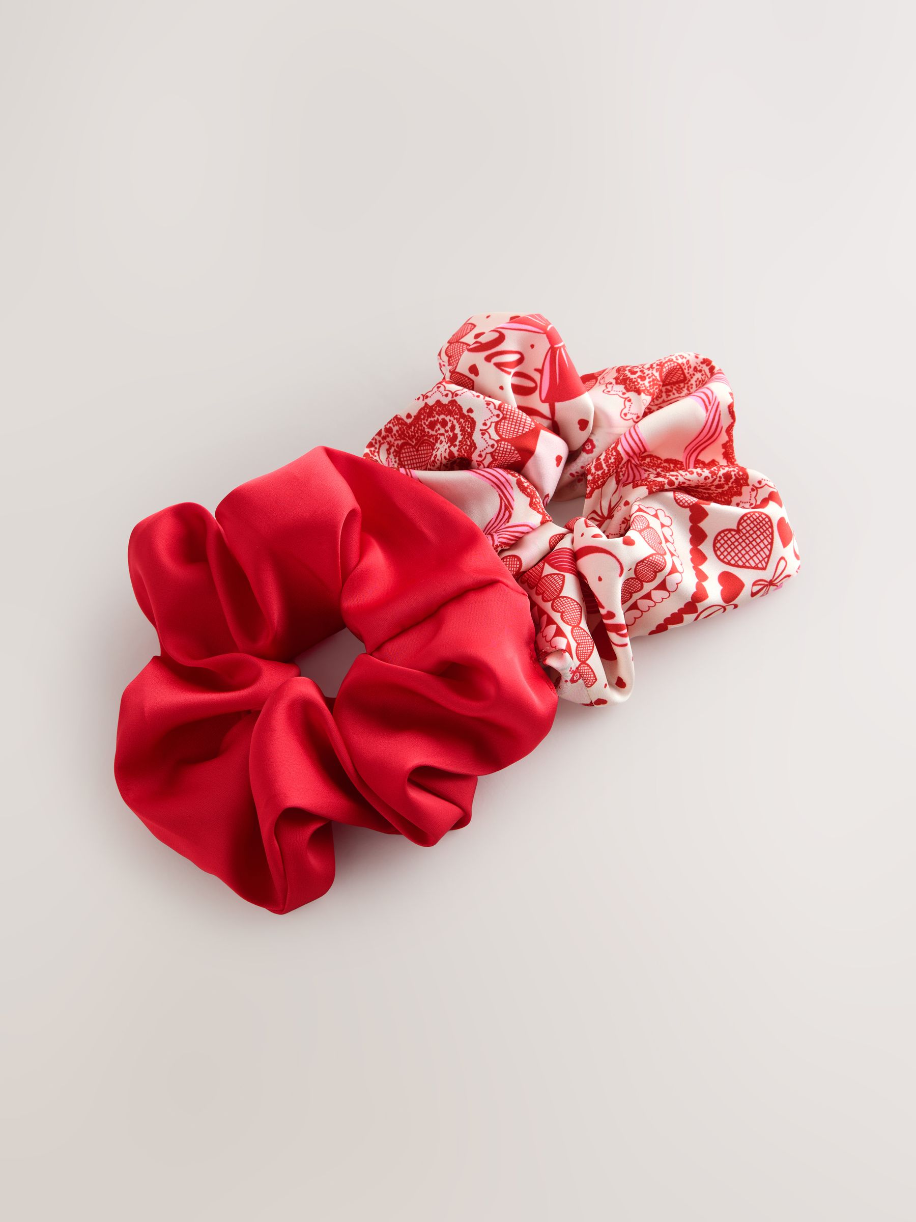 Red Valentine Patchwork Oversized Scrunchies 2 Pack