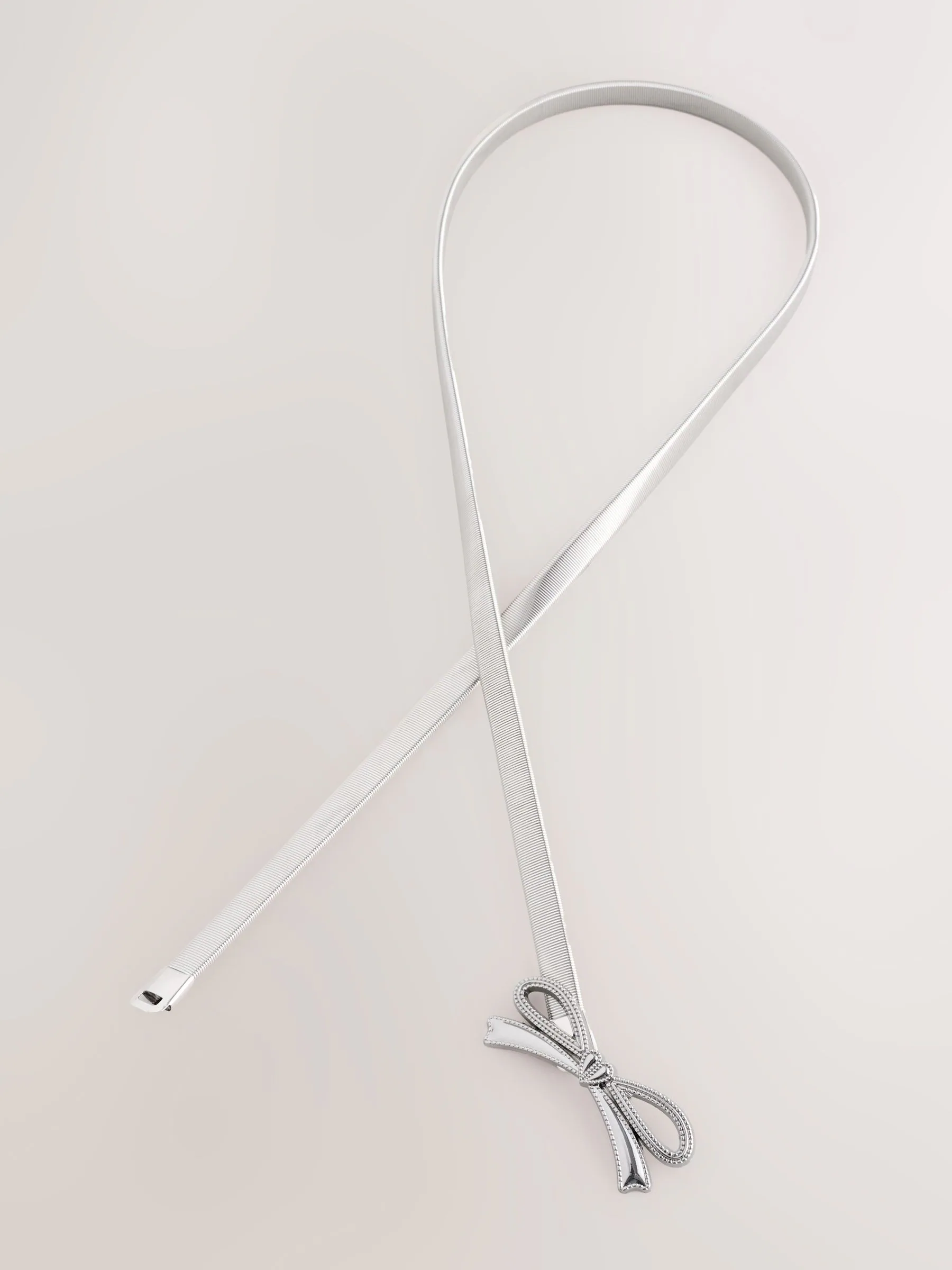 Silver Bow Skinny Stretch Belt