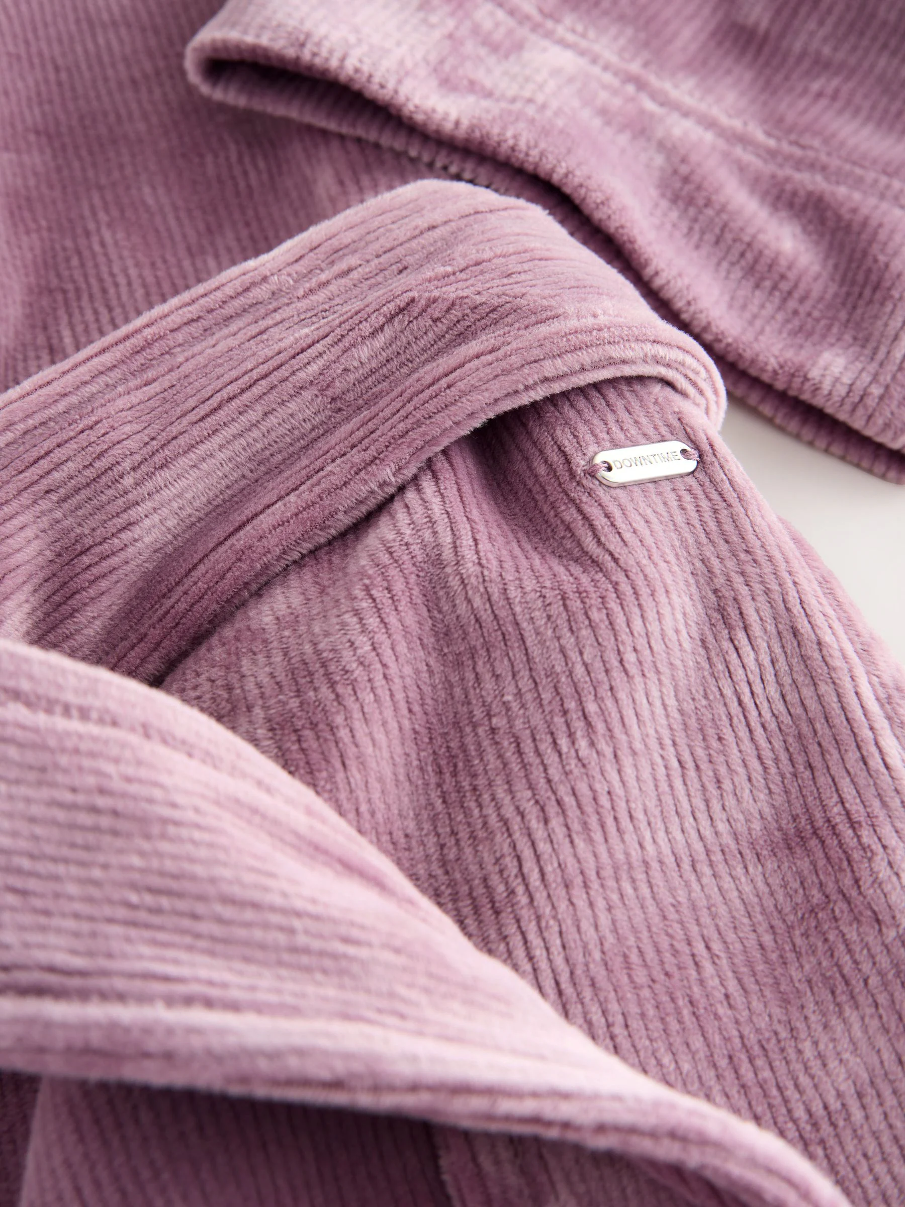 Mauve Purple Studio Cosy Ribbed Dressing Gown