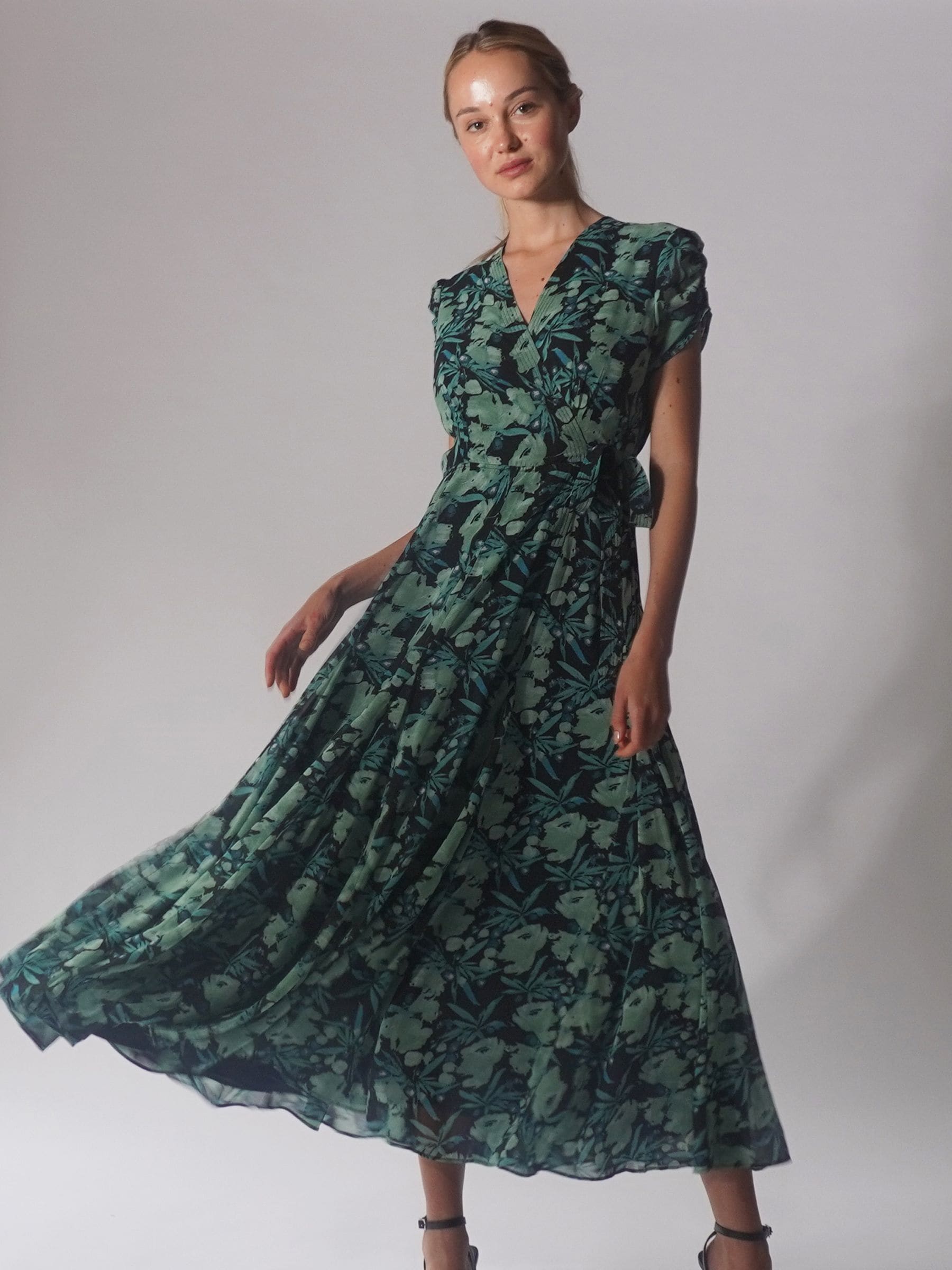 Religion Green Delight Wrap Dress With Full Skirt