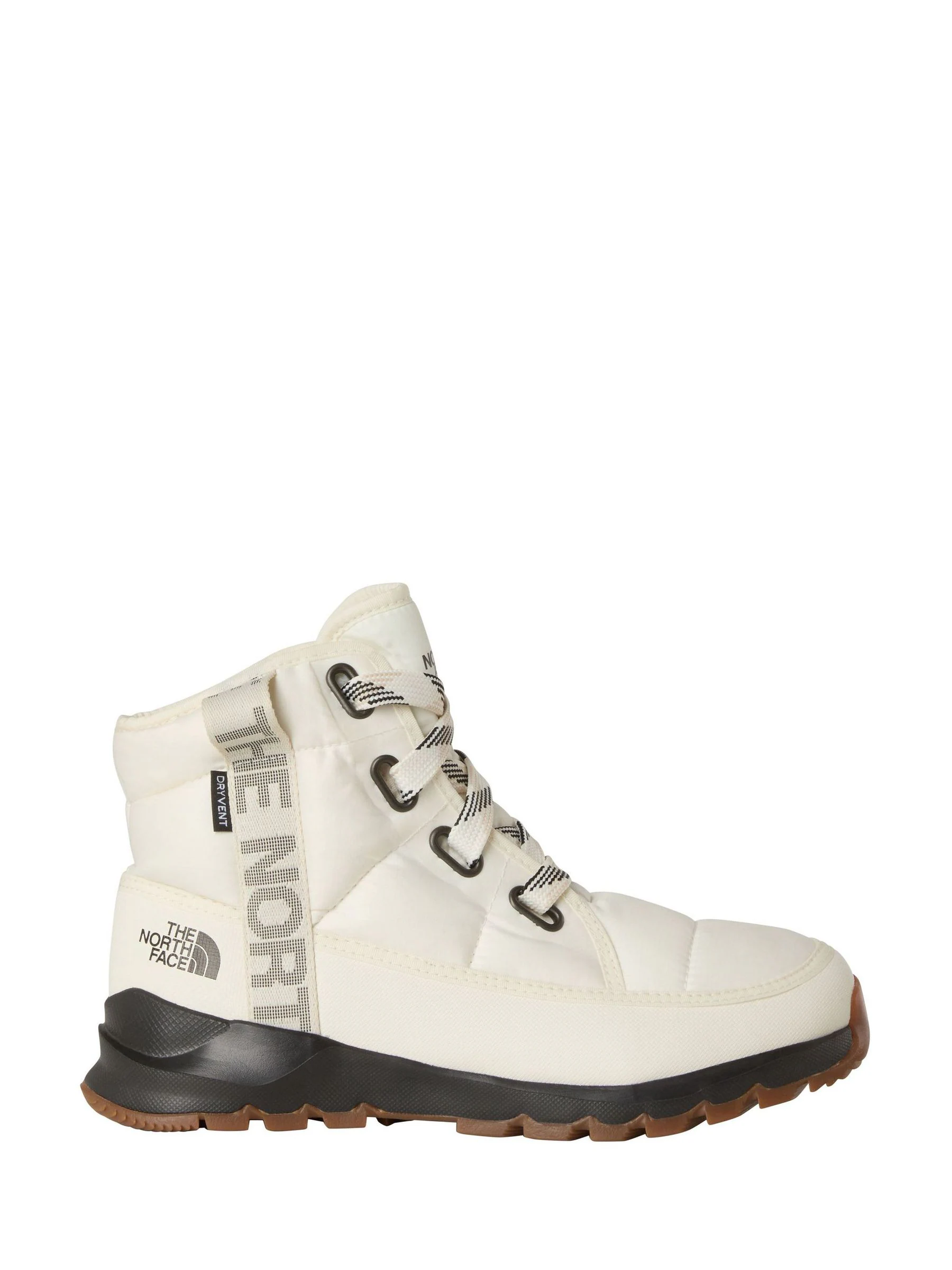 The North Face White Thermoball Luxe Lace Up Snow Boots