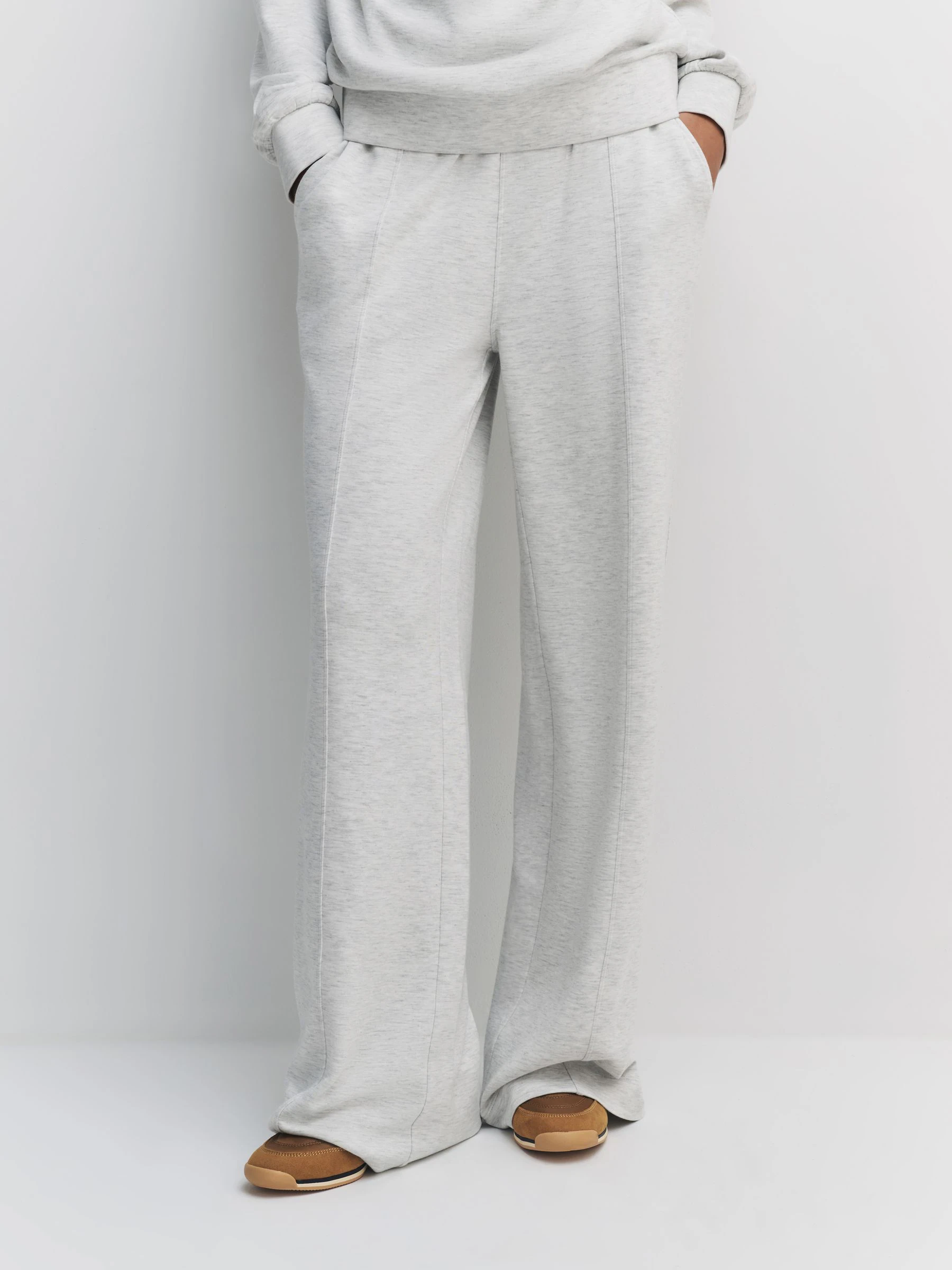 Grey Marl Premium Wide Leg Jersey Joggers