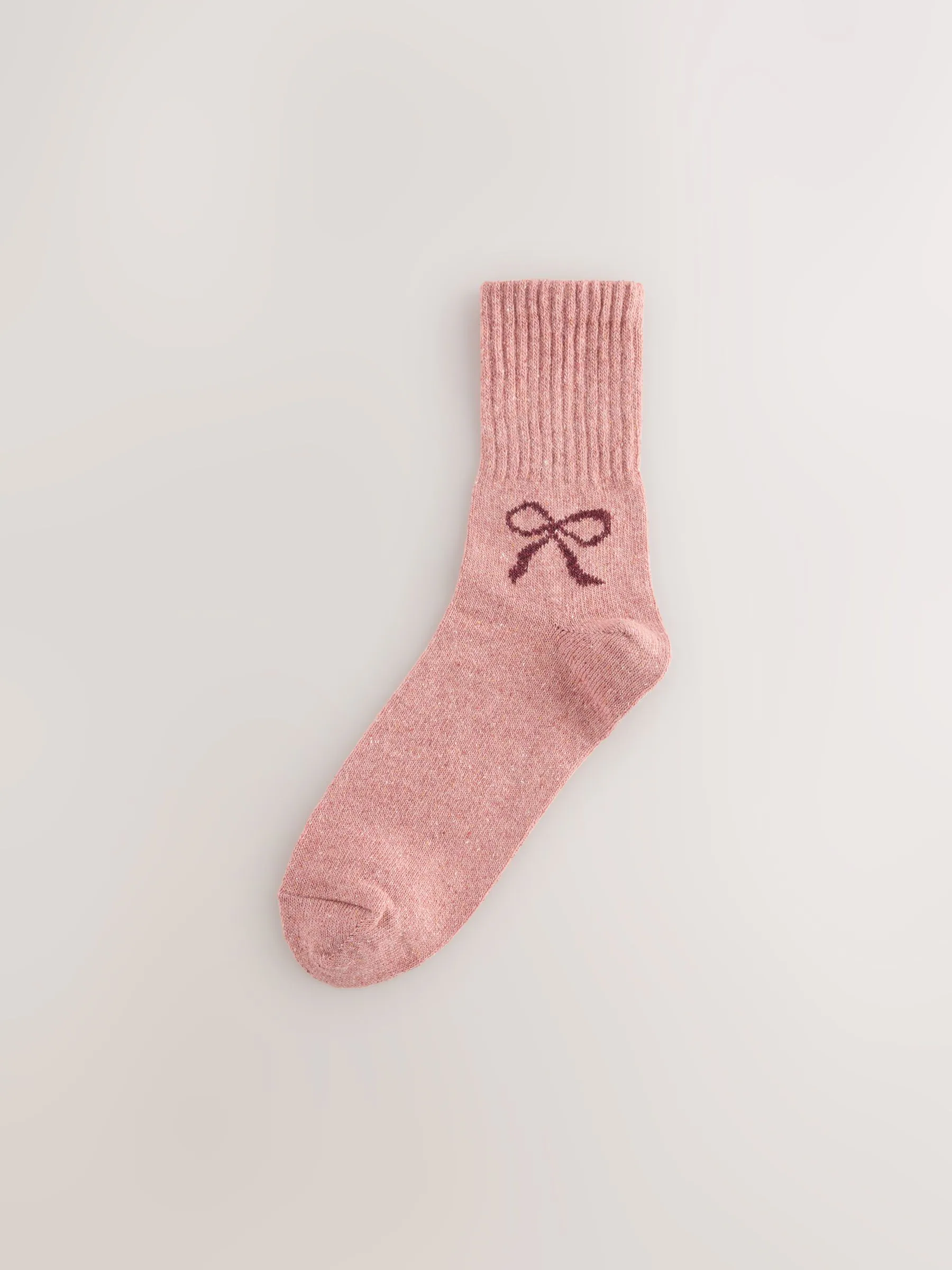 Pink Bows Thermal Wool Blend Ankle Socks 3 Pack With Silk