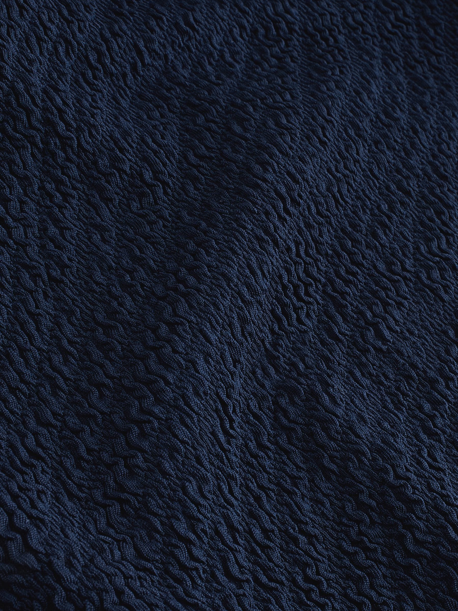 Navy Blue Crinkle Tummy Control Bandeau Swimsuit