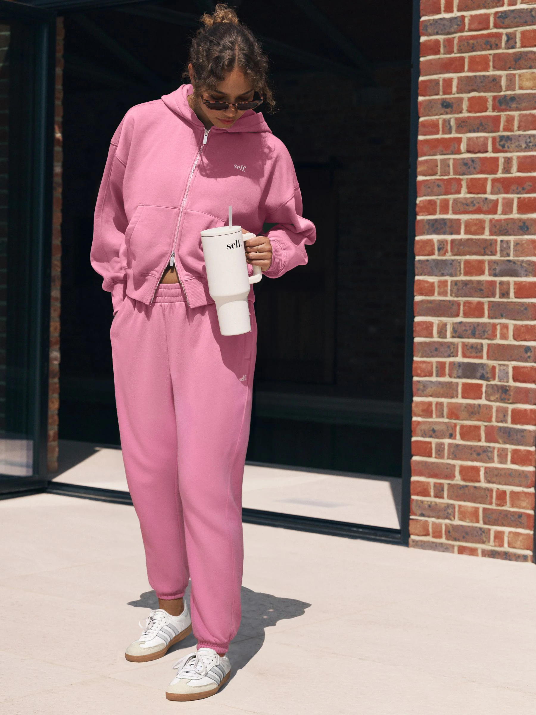 self. Bright Pink Cuffed Joggers