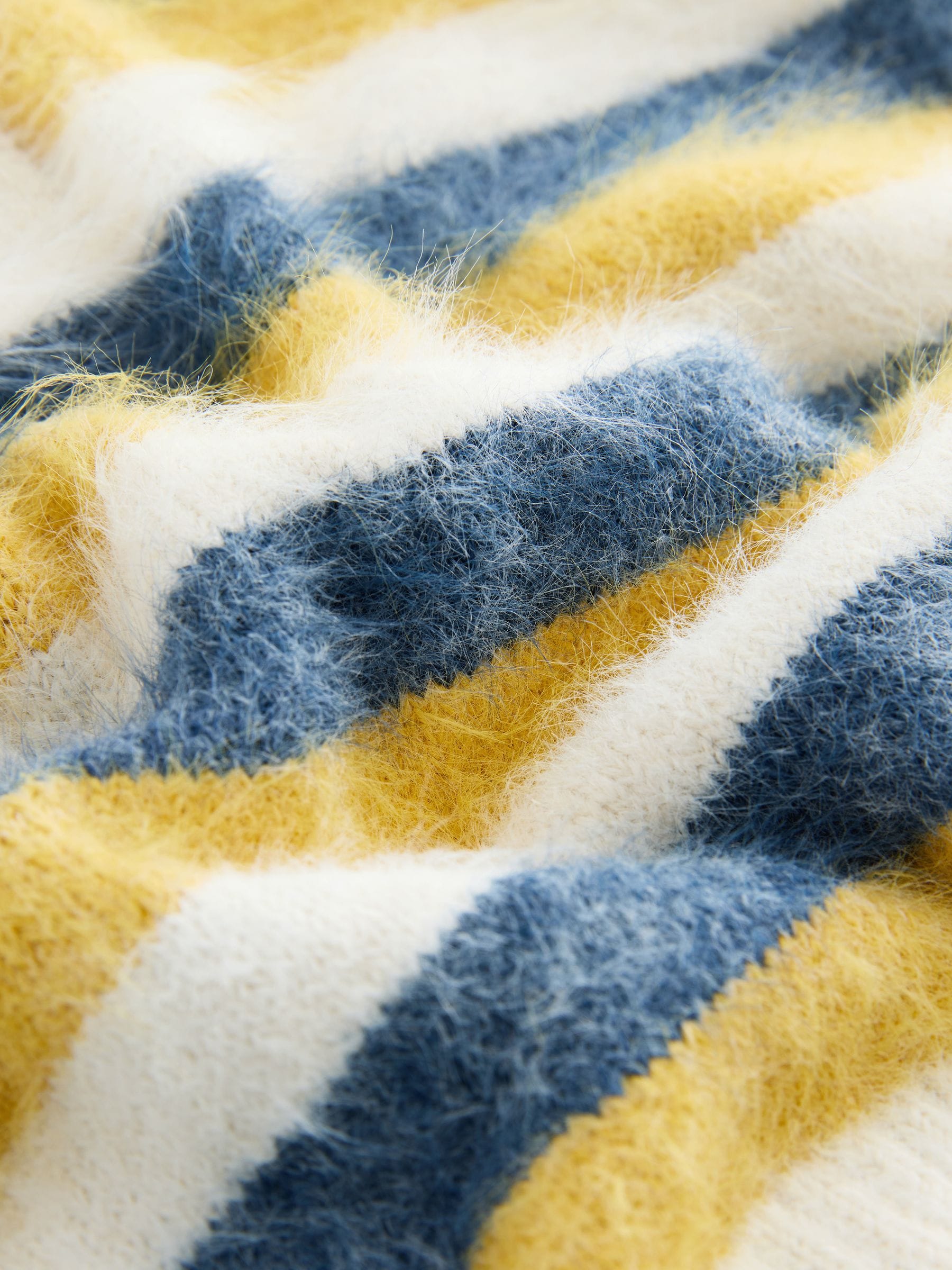 Blue/Yellow Stripe Gem Button Short Sleeve Knitted Polo Jumper