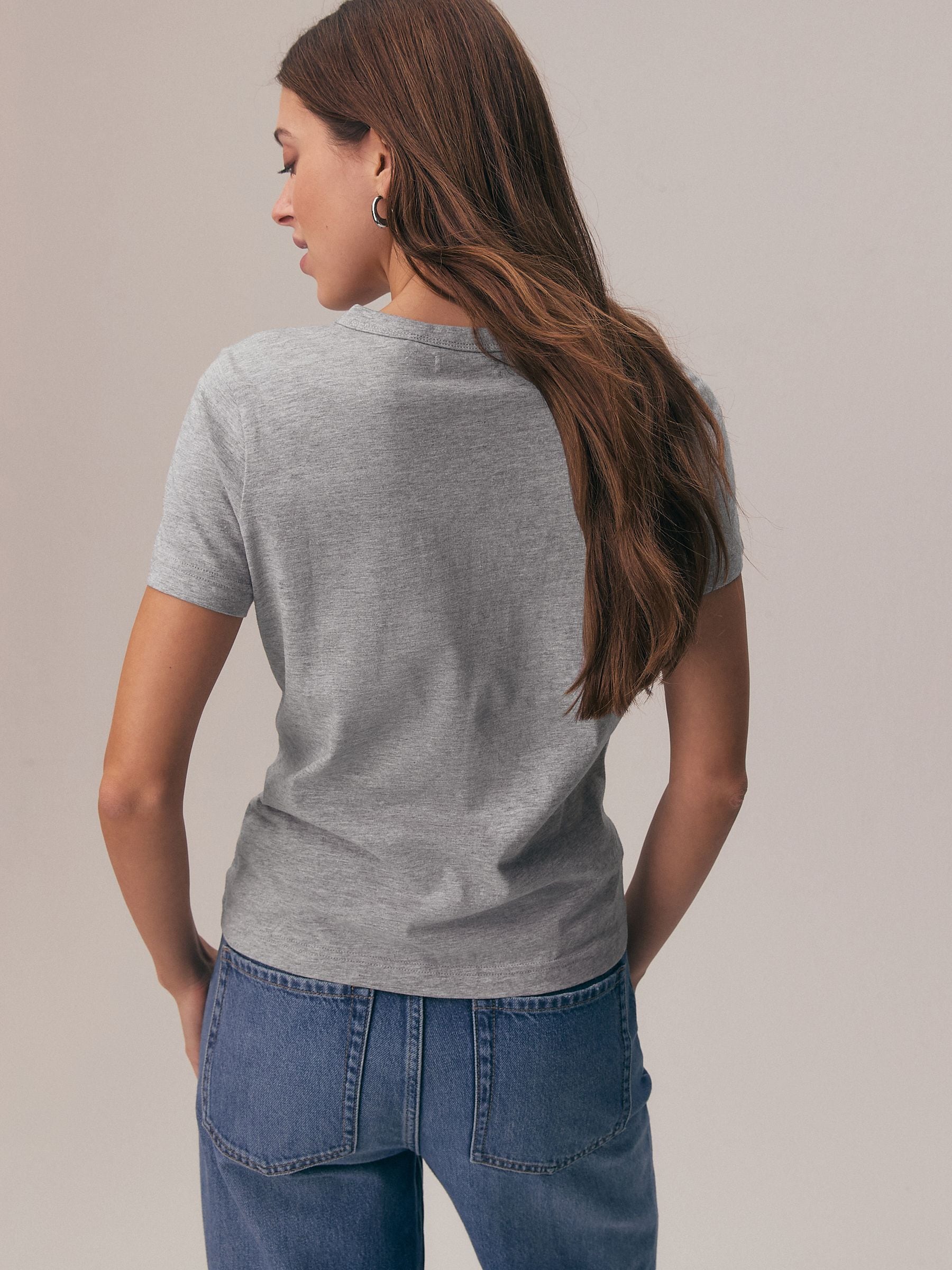 Grey Signoff 'Oui' Graphic Essential Pure Cotton Short Sleeve Crew Neck T-Shirt