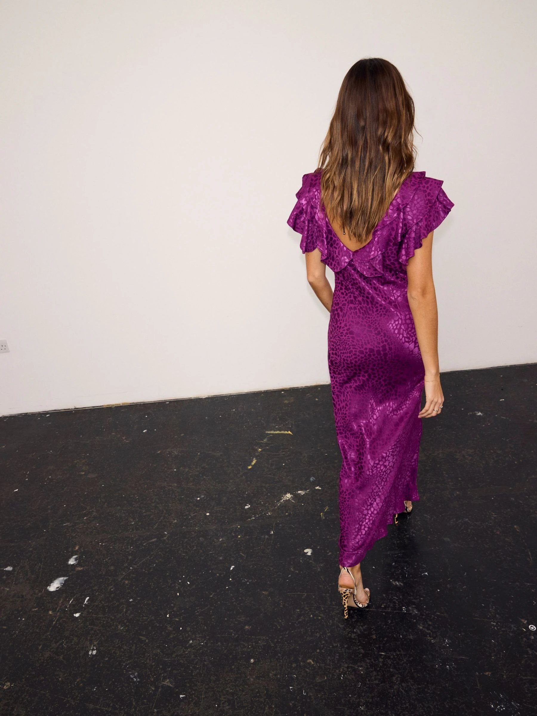 Never Fully Dressed Purple Viscose Jacquard Tilda Dress