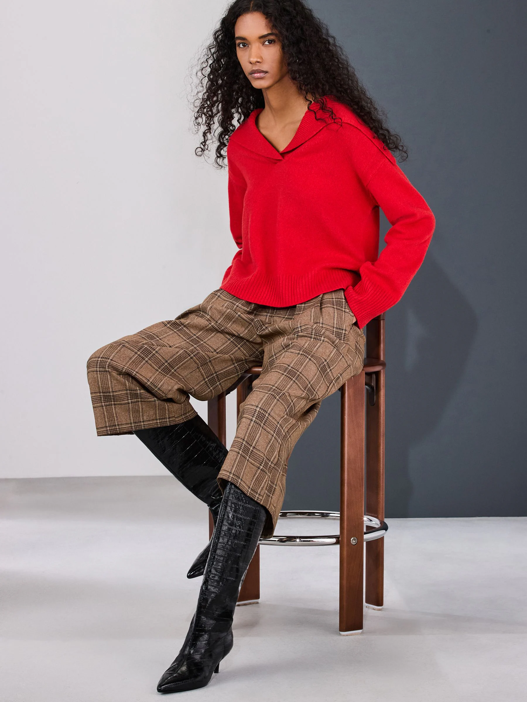 Brown Check Smart Culottes