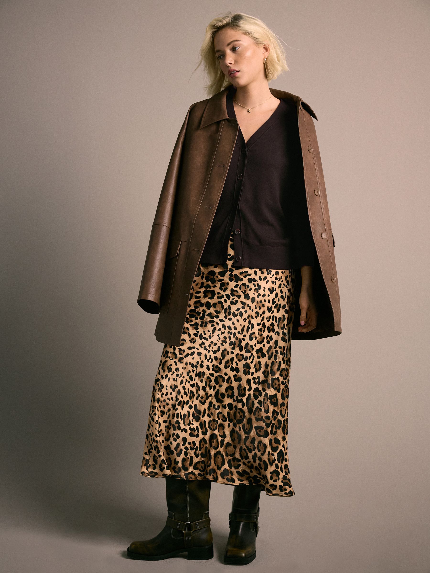 Chocolate Brown Soft Touch V-Neck Cotton Rich Button Up Cardigan