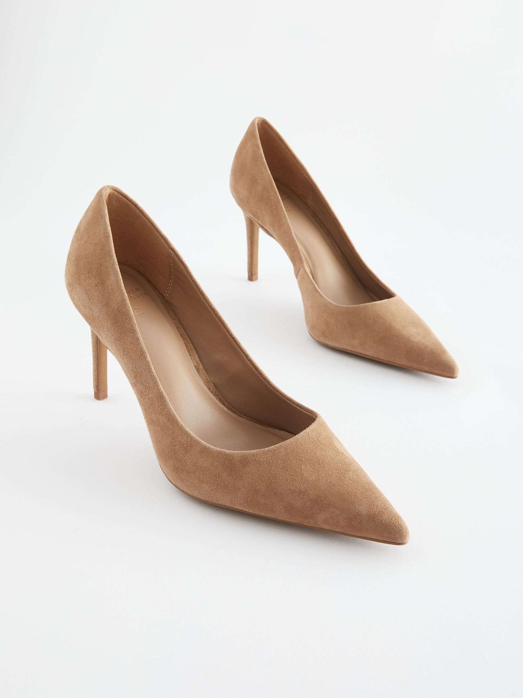 Camel Suede Standard/Wide Fit Leather Mid Court Shoes