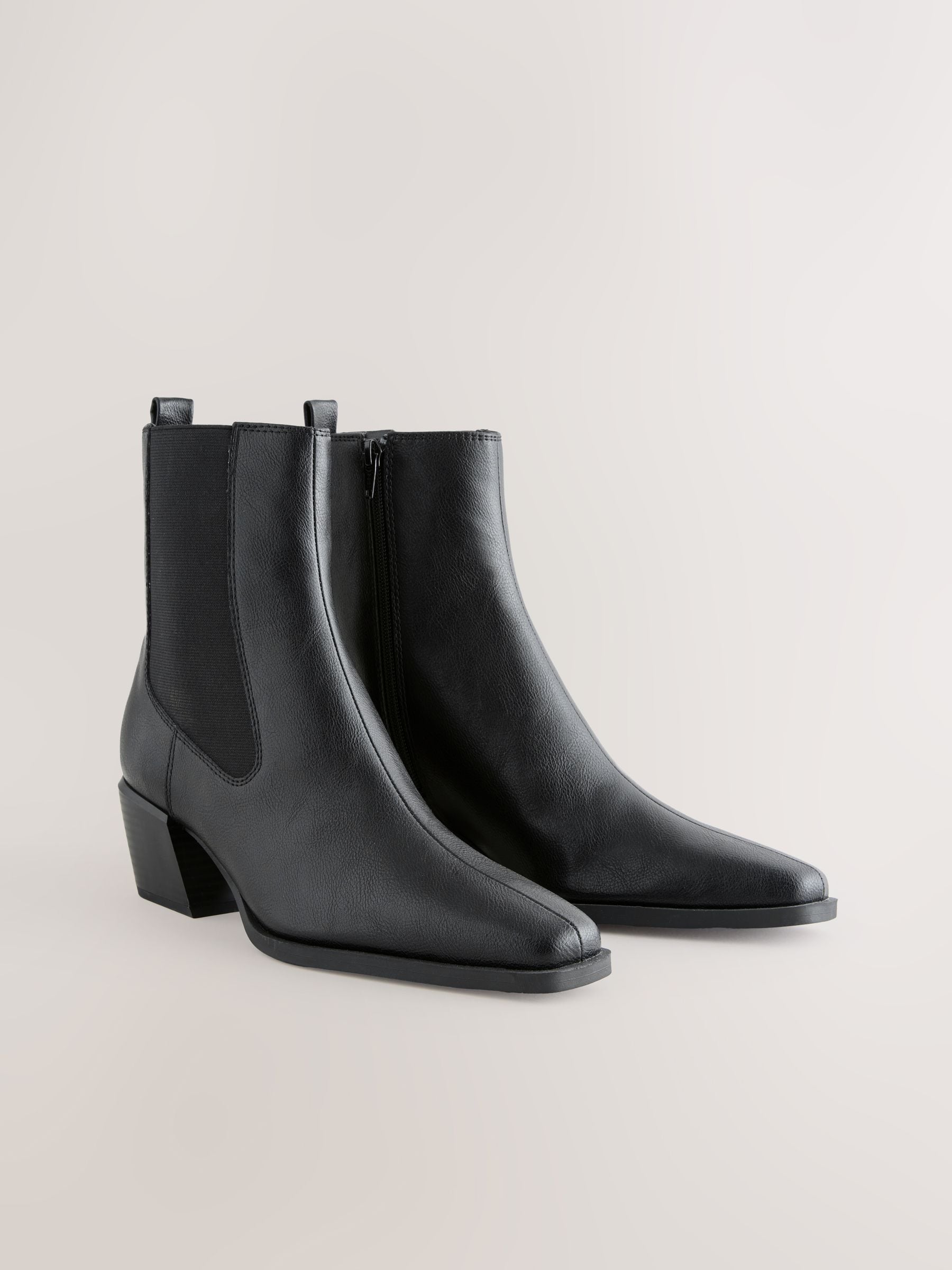 Black Standard/Wide Fit Chelsea Style Western Cowboy Boots