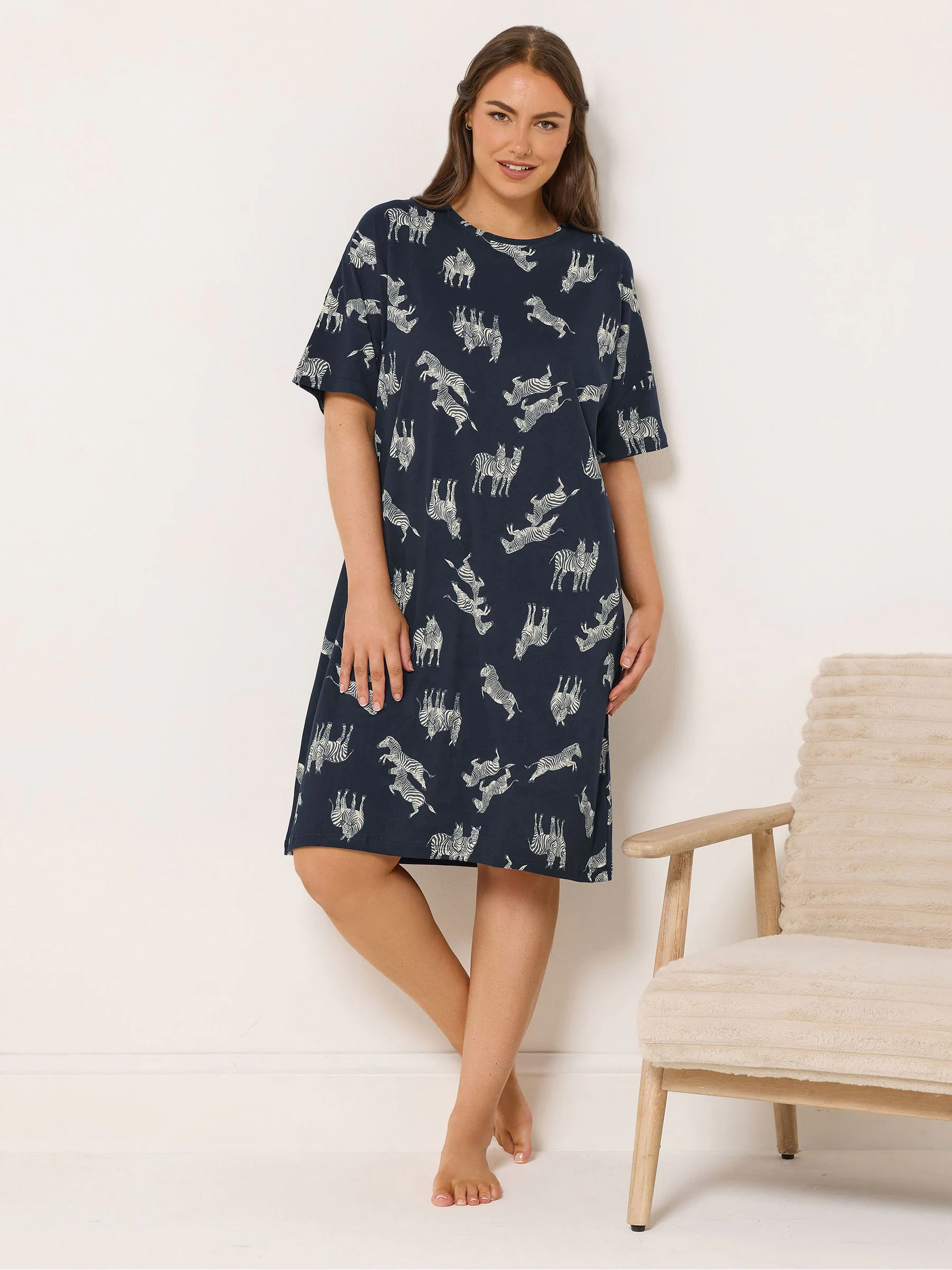 Yours Curve Blue Sleeptee Nightdresses 2 Pack