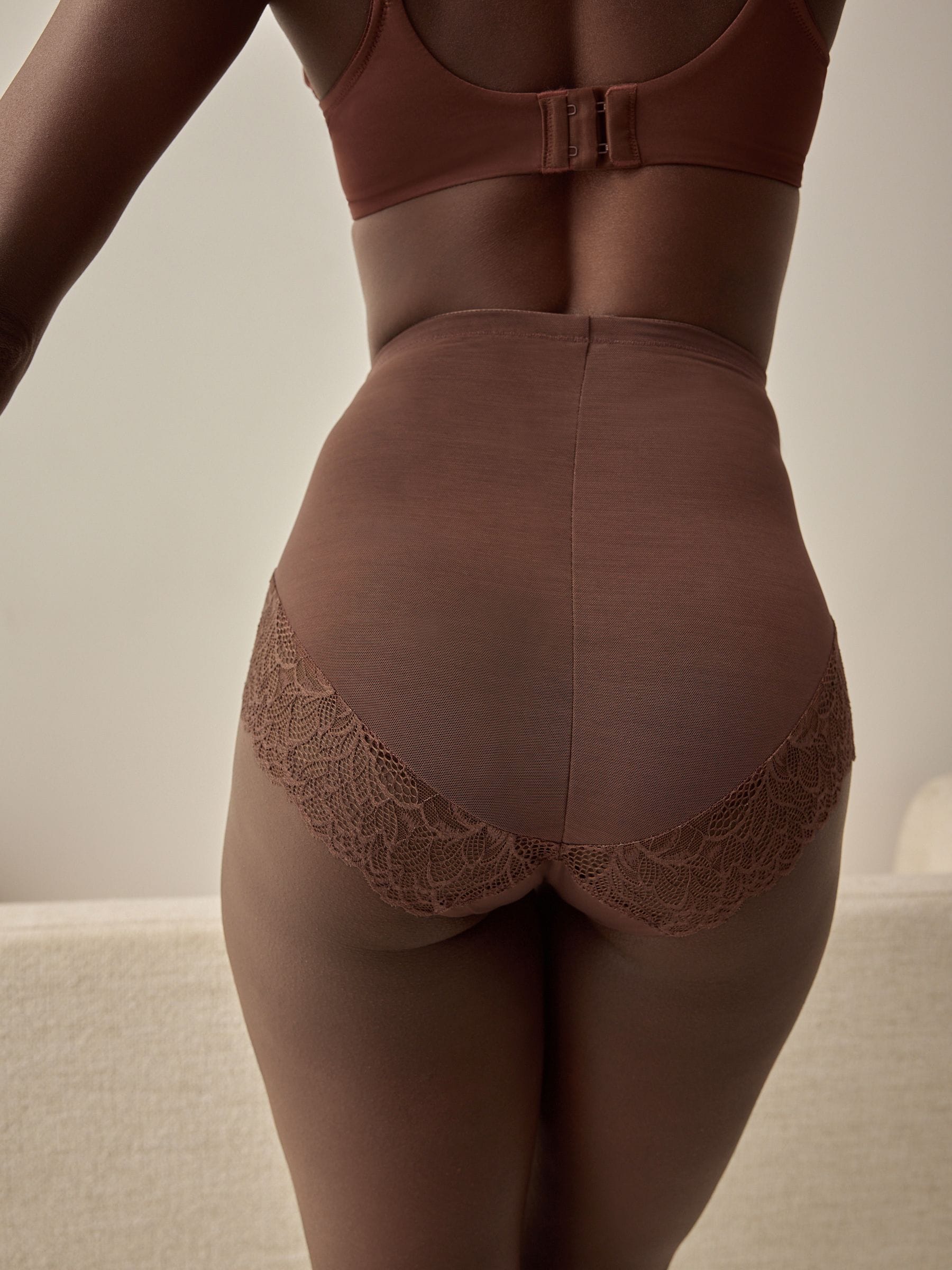 Chocolate Brown High Waist Brief Firm Tummy Control Shaping Briefs