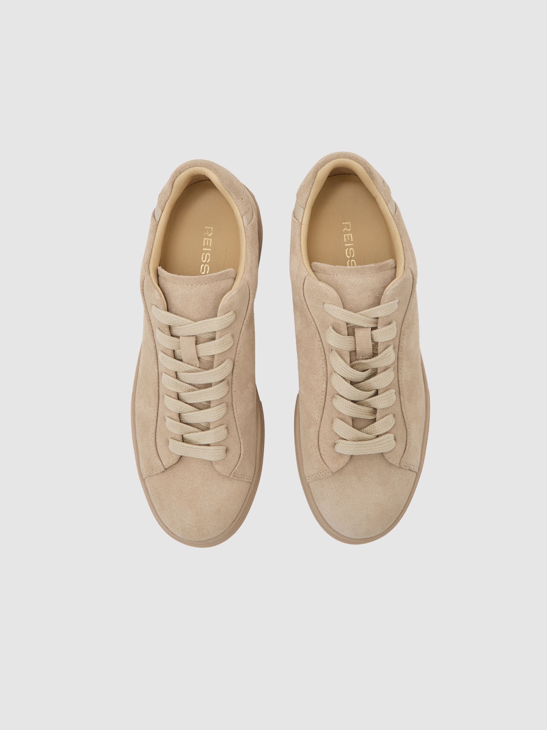 Reiss Taupe Francesca Leather Low-Top Trainers